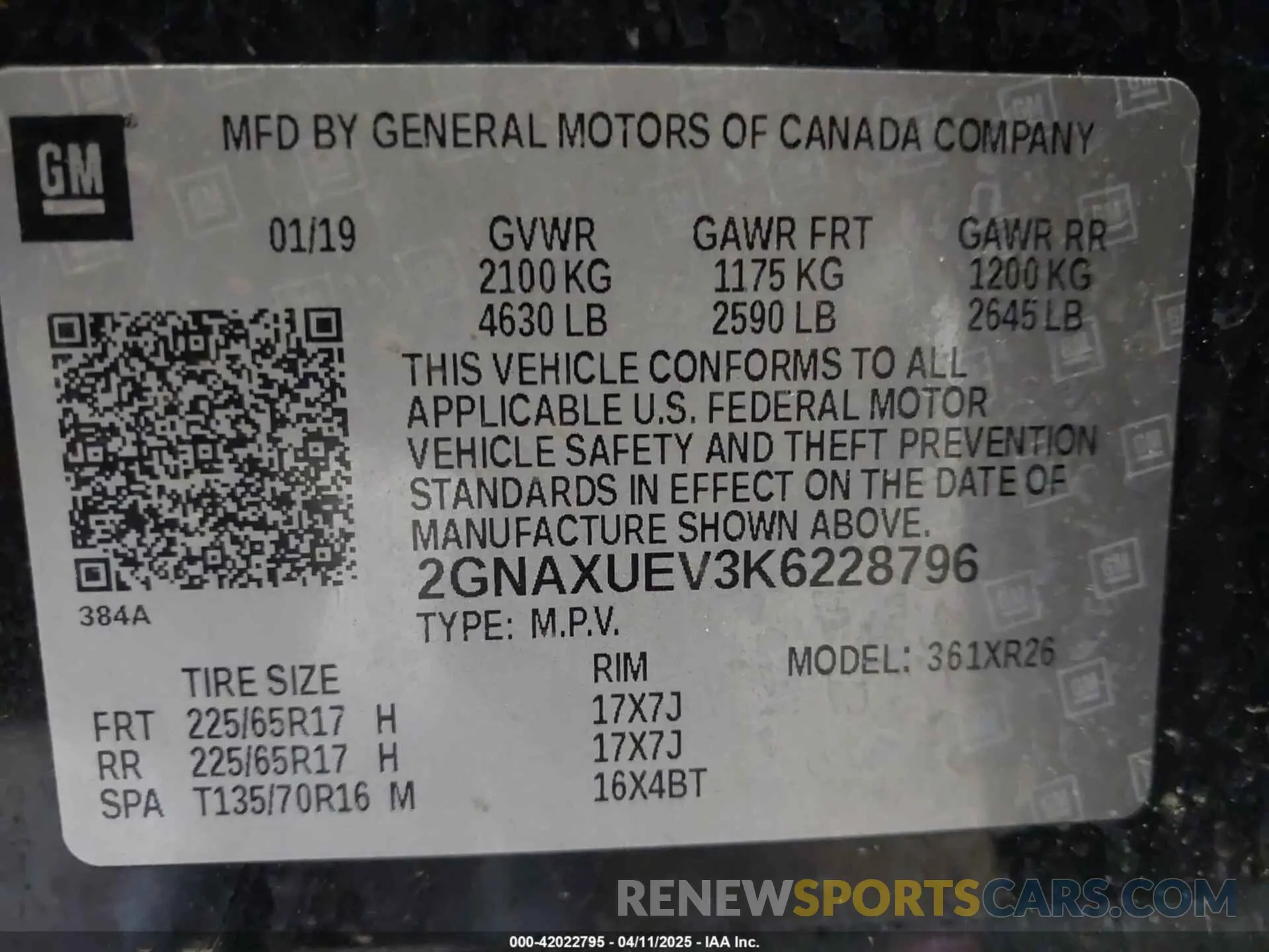 9 Photograph of a damaged car 2GNAXUEV3K6228796 CHEVROLET EQUINOX 2019