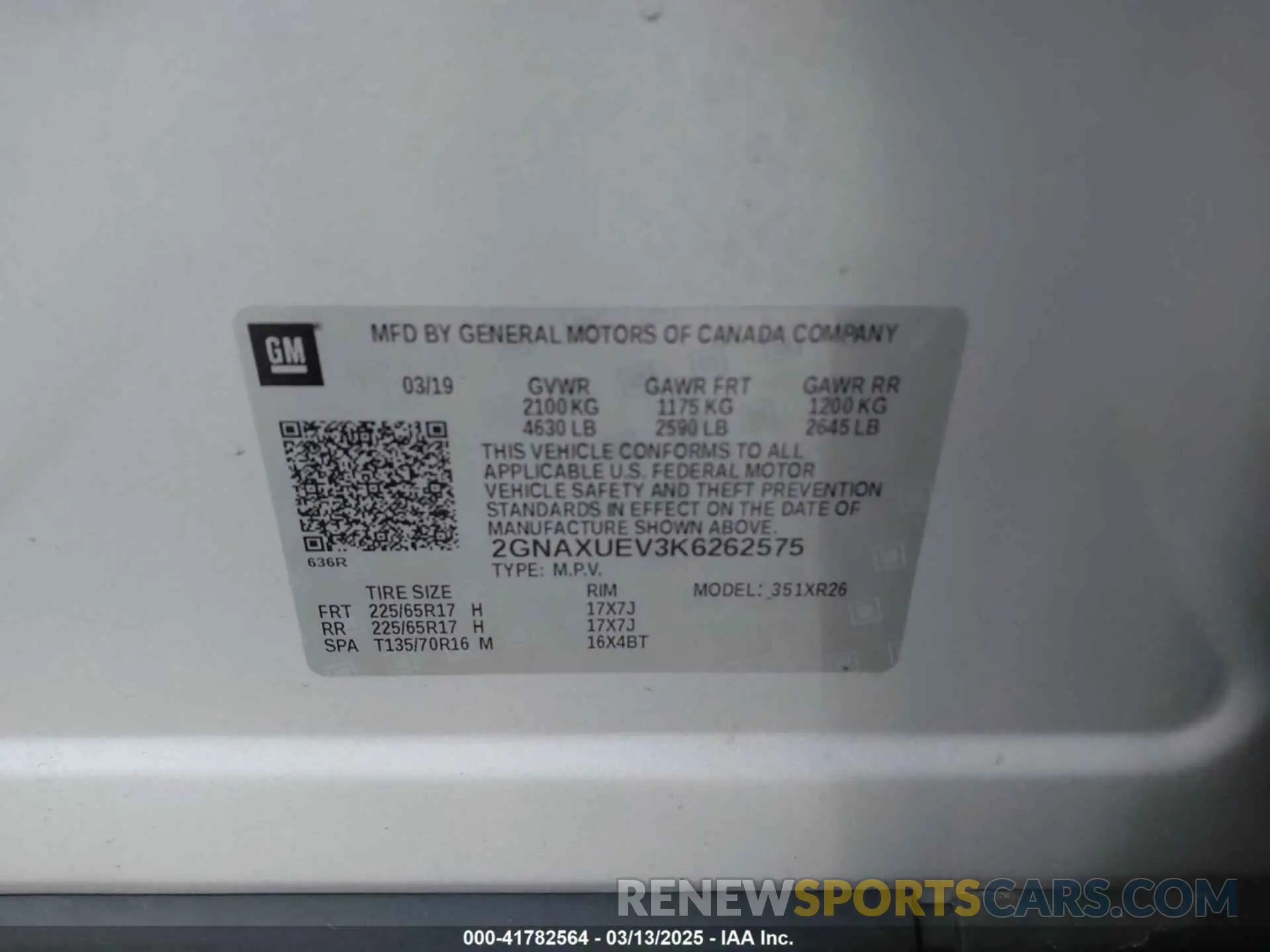 9 Photograph of a damaged car 2GNAXUEV3K6262575 CHEVROLET EQUINOX 2019