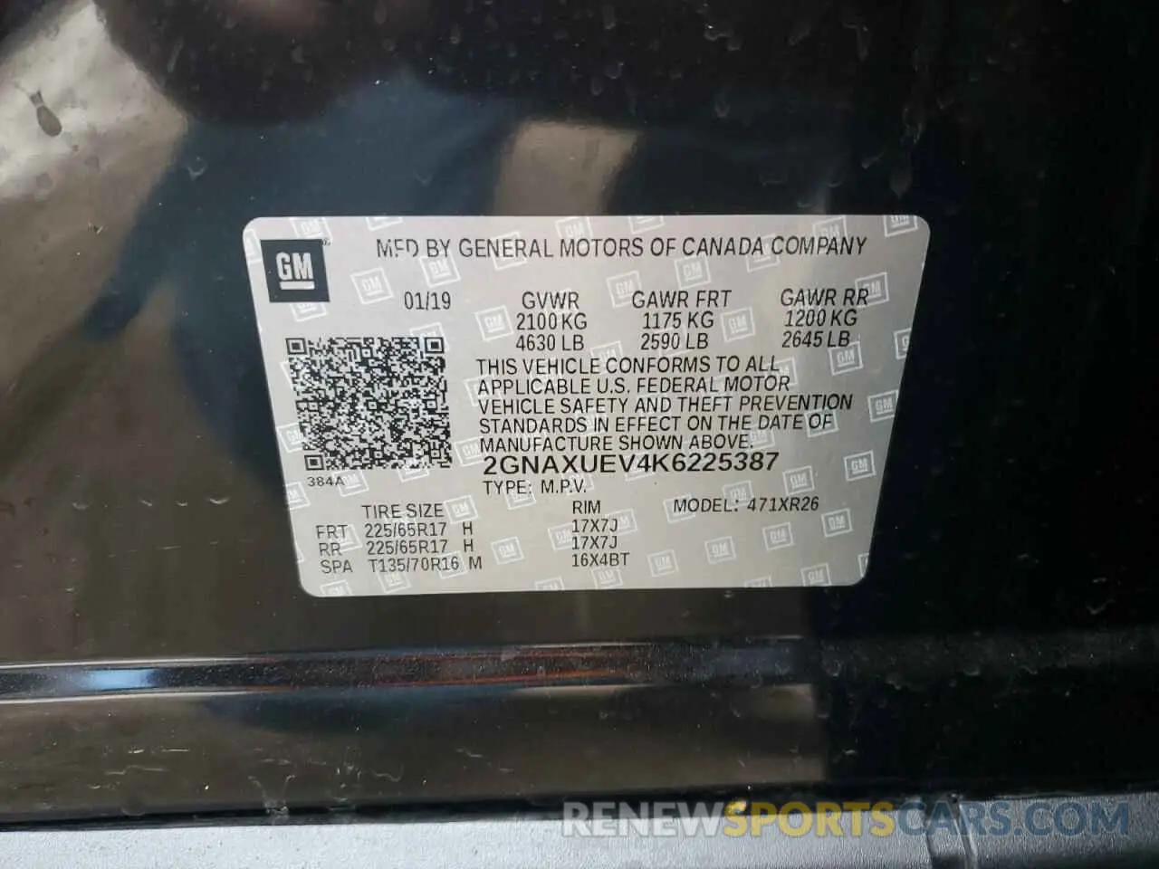 13 Photograph of a damaged car 2GNAXUEV4K6225387 CHEVROLET EQUINOX 2019