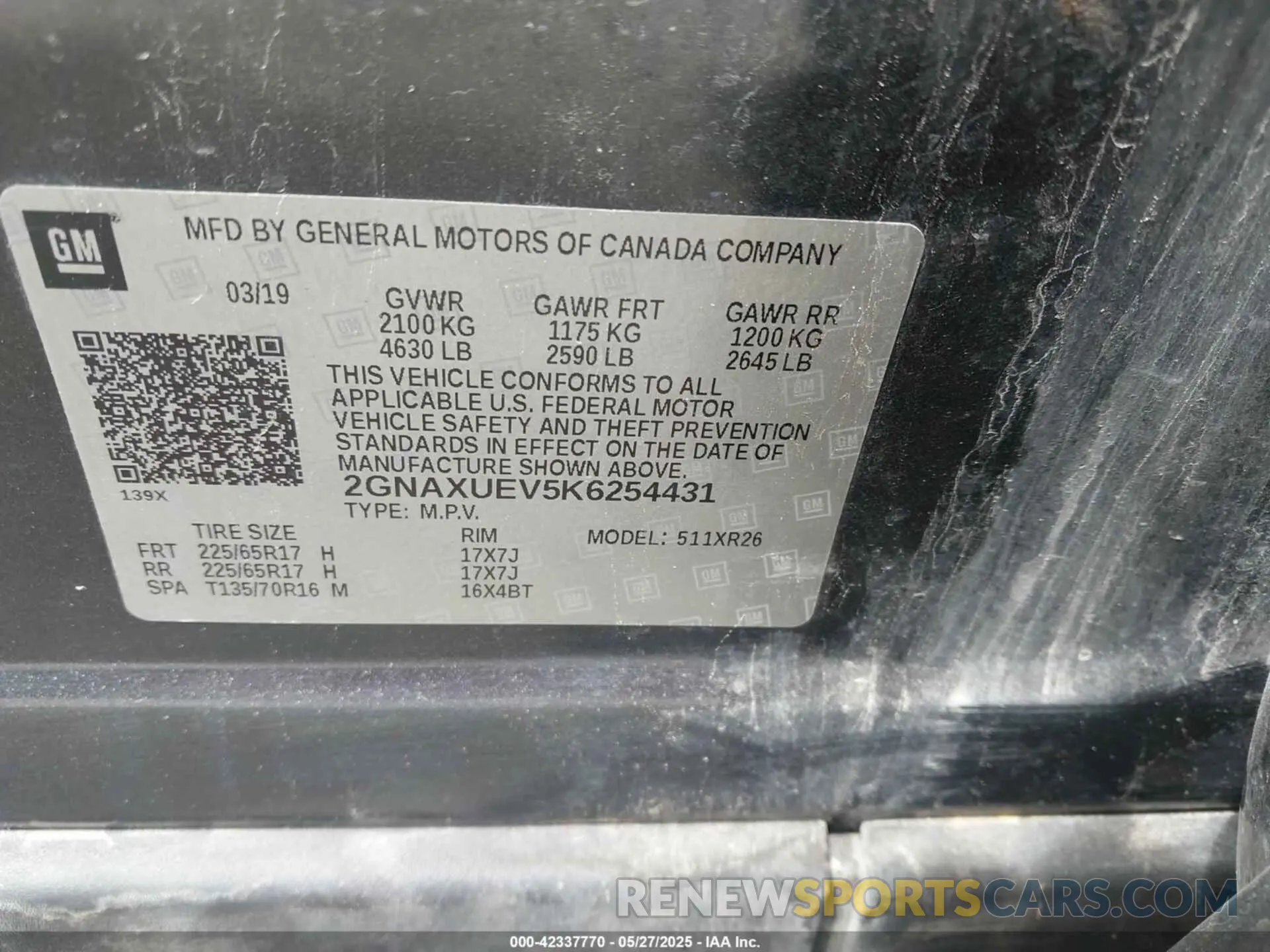 9 Photograph of a damaged car 2GNAXUEV5K6254431 CHEVROLET EQUINOX 2019