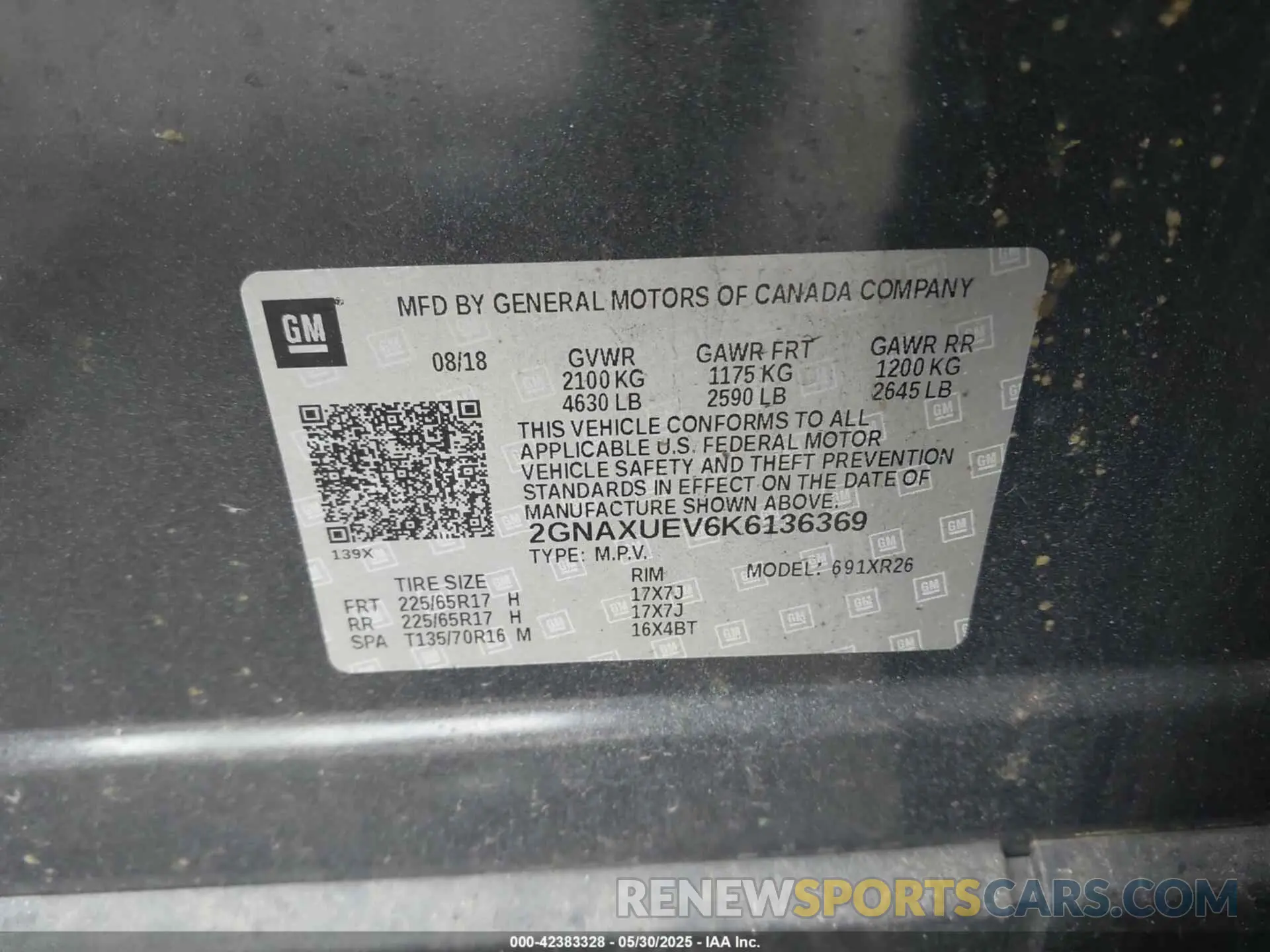 9 Photograph of a damaged car 2GNAXUEV6K6136369 CHEVROLET EQUINOX 2019