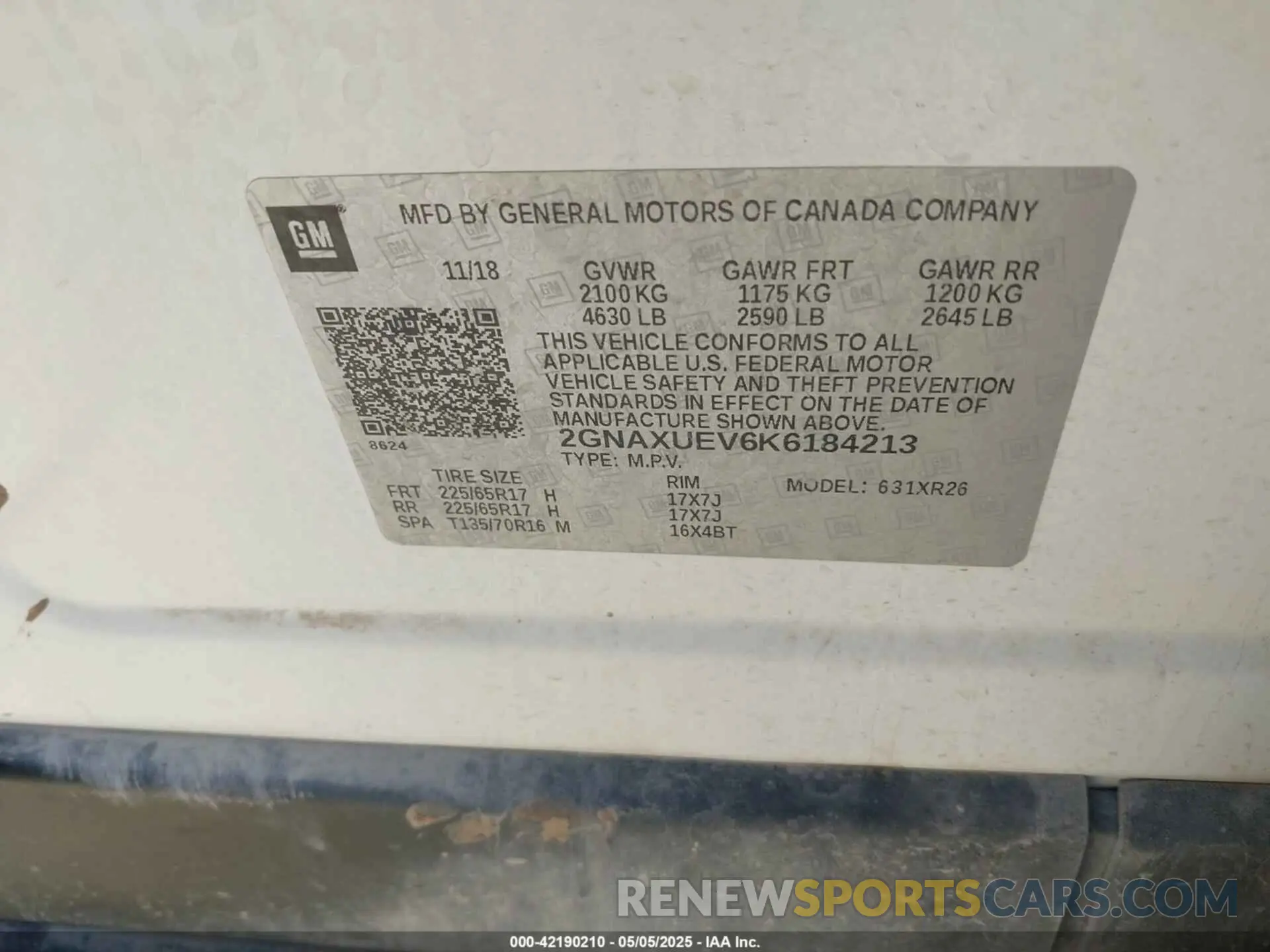 9 Photograph of a damaged car 2GNAXUEV6K6184213 CHEVROLET EQUINOX 2019