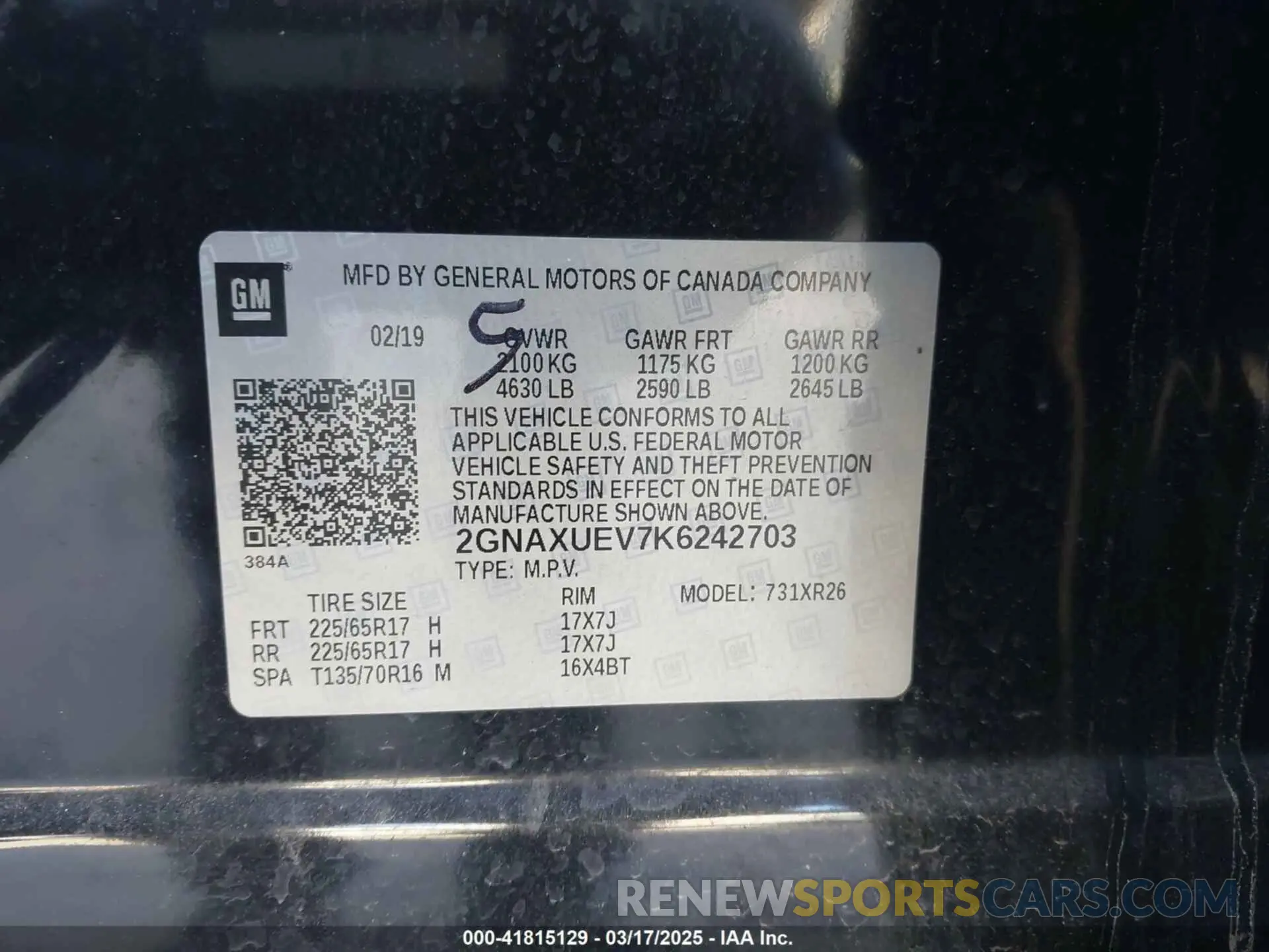 9 Photograph of a damaged car 2GNAXUEV7K6242703 CHEVROLET EQUINOX 2019