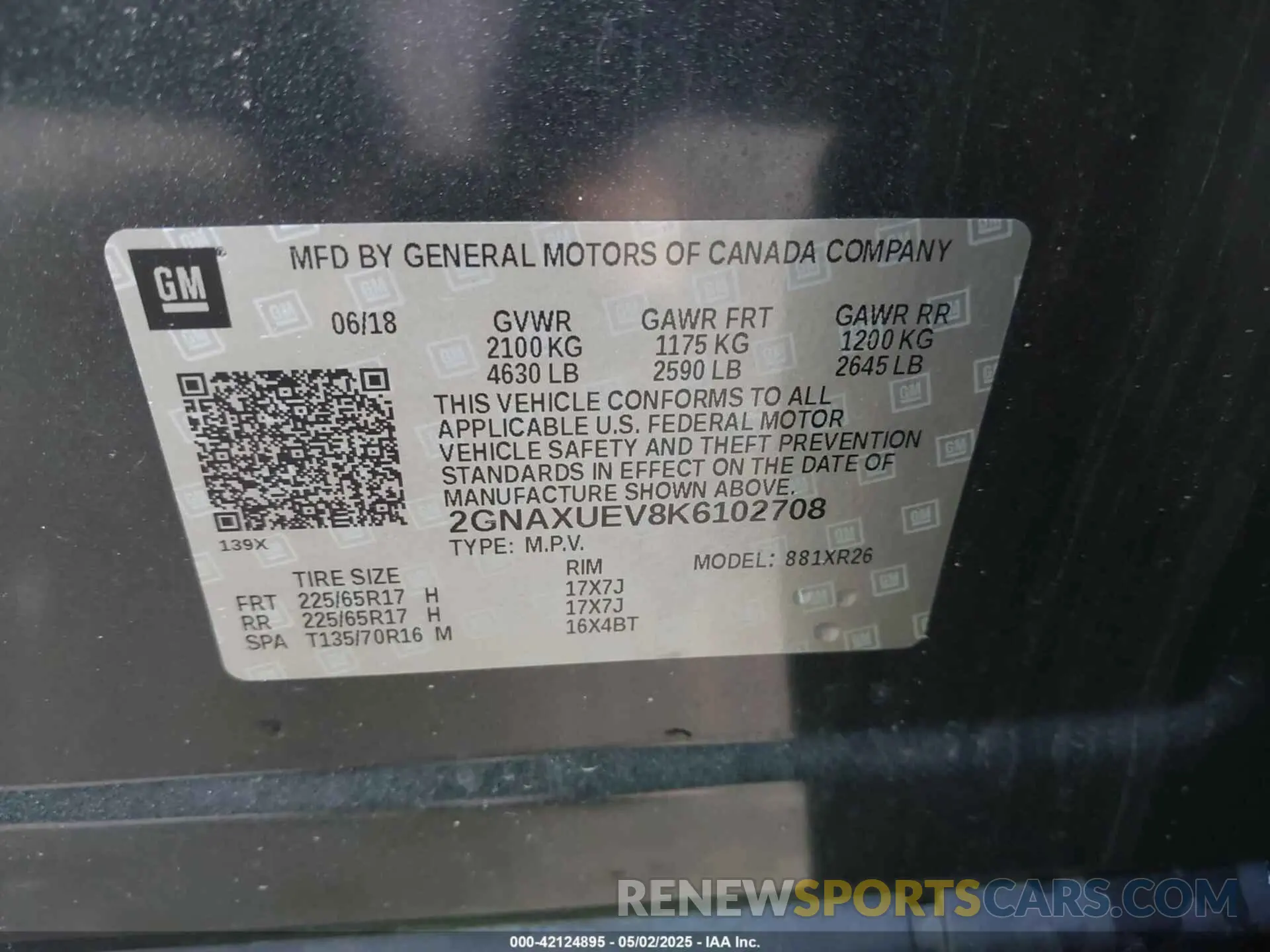 9 Photograph of a damaged car 2GNAXUEV8K6102708 CHEVROLET EQUINOX 2019