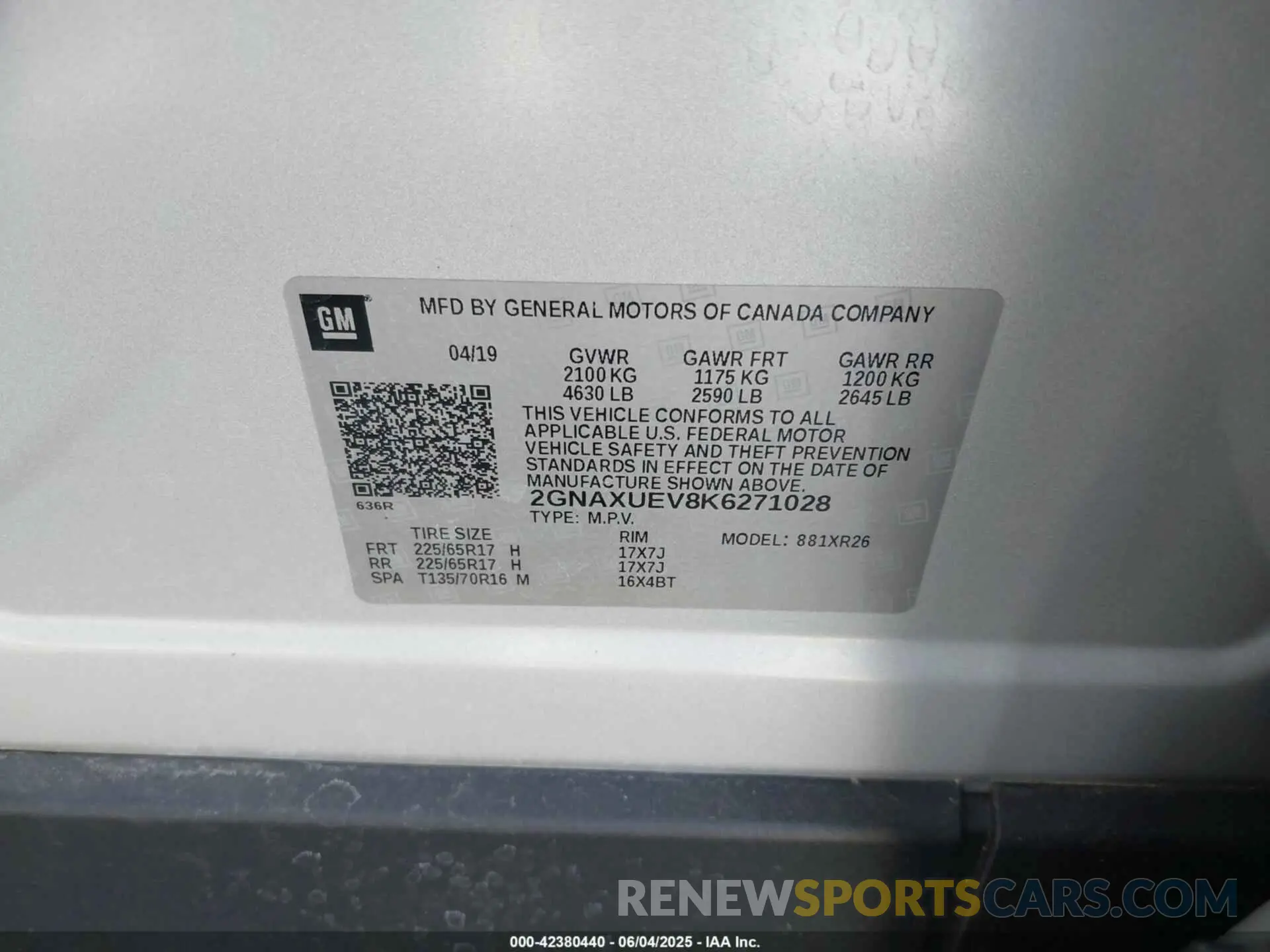 9 Photograph of a damaged car 2GNAXUEV8K6271028 CHEVROLET EQUINOX 2019