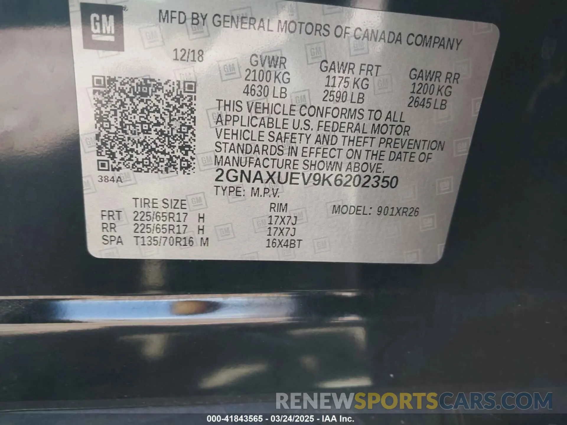 9 Photograph of a damaged car 2GNAXUEV9K6202350 CHEVROLET EQUINOX 2019