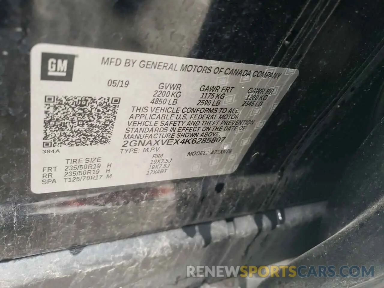 12 Photograph of a damaged car 2GNAXVEX4K6285807 CHEVROLET EQUINOX 2019
