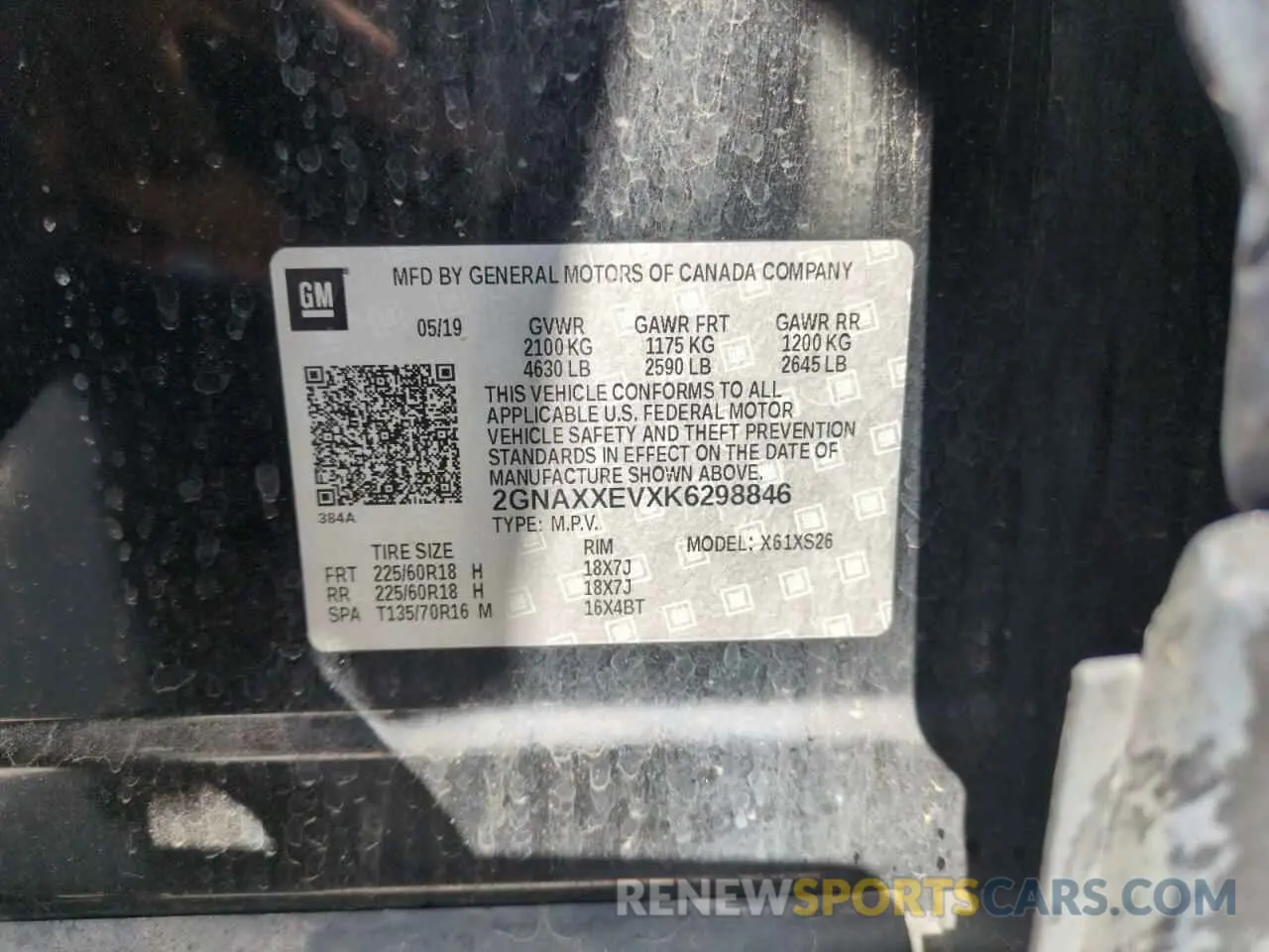 13 Photograph of a damaged car 2GNAXXEVXK6298846 CHEVROLET EQUINOX 2019