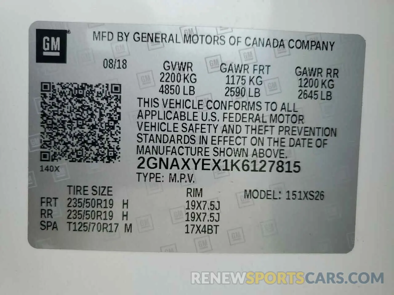 12 Photograph of a damaged car 2GNAXYEX1K6127815 CHEVROLET EQUINOX 2019