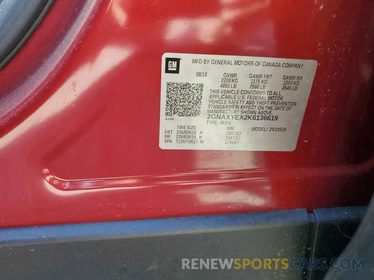 14 Photograph of a damaged car 2GNAXYEX2K6136619 CHEVROLET EQUINOX 2019