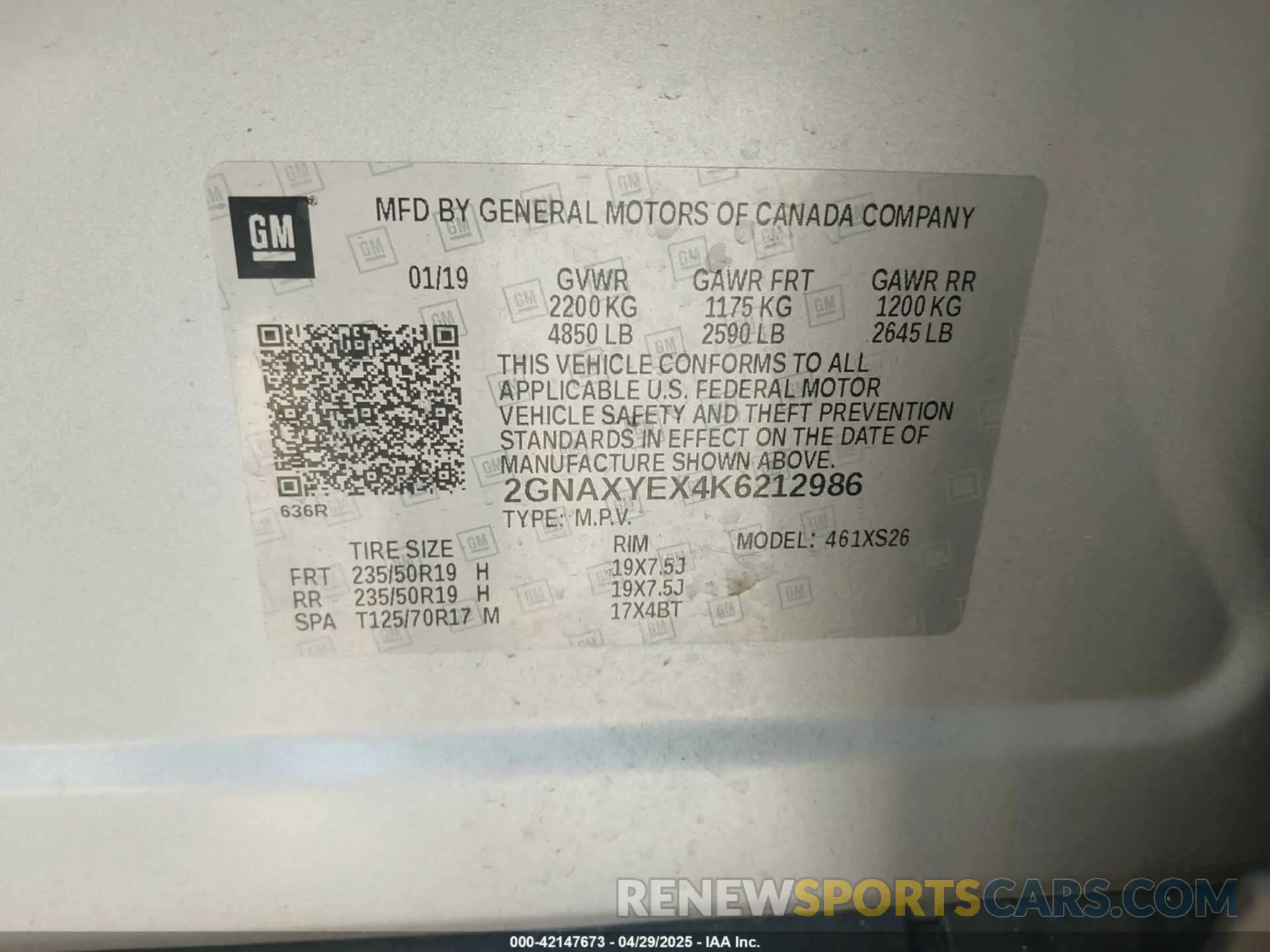 9 Photograph of a damaged car 2GNAXYEX4K6212986 CHEVROLET EQUINOX 2019