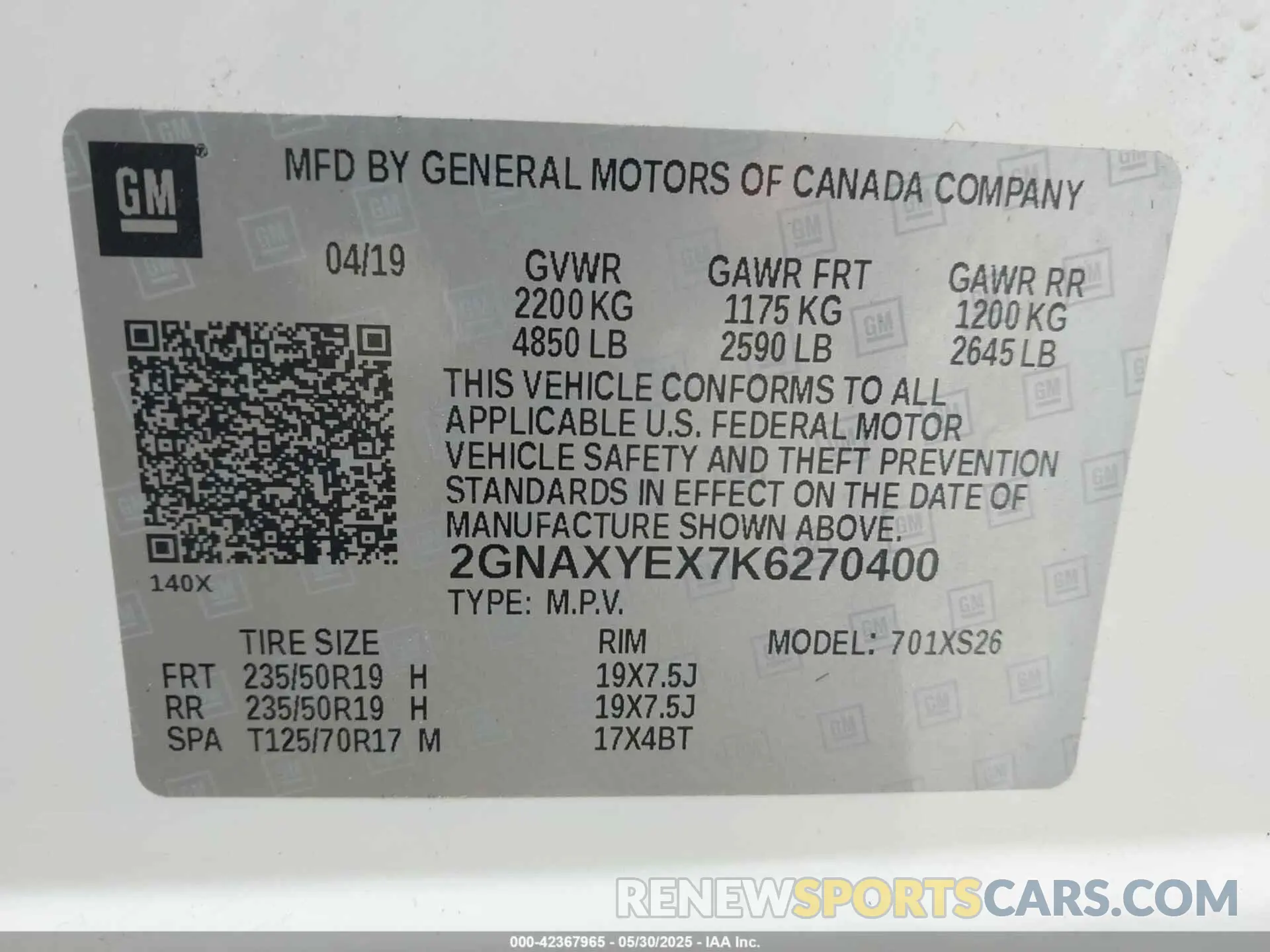 9 Photograph of a damaged car 2GNAXYEX7K6270400 CHEVROLET EQUINOX 2019