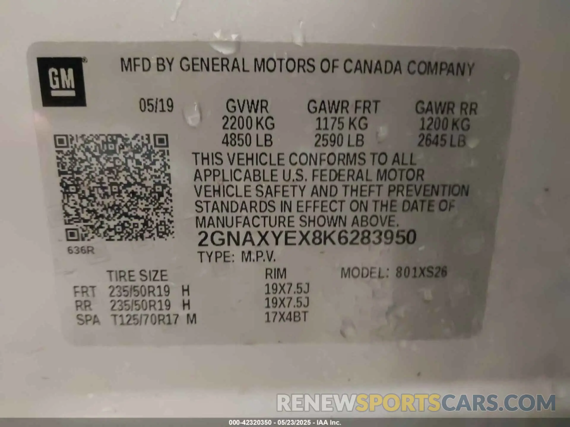 9 Photograph of a damaged car 2GNAXYEX8K6283950 CHEVROLET EQUINOX 2019