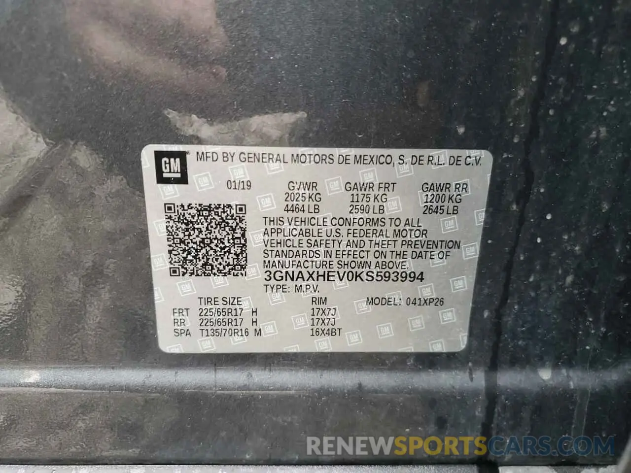 13 Photograph of a damaged car 3GNAXHEV0KS593994 CHEVROLET EQUINOX 2019