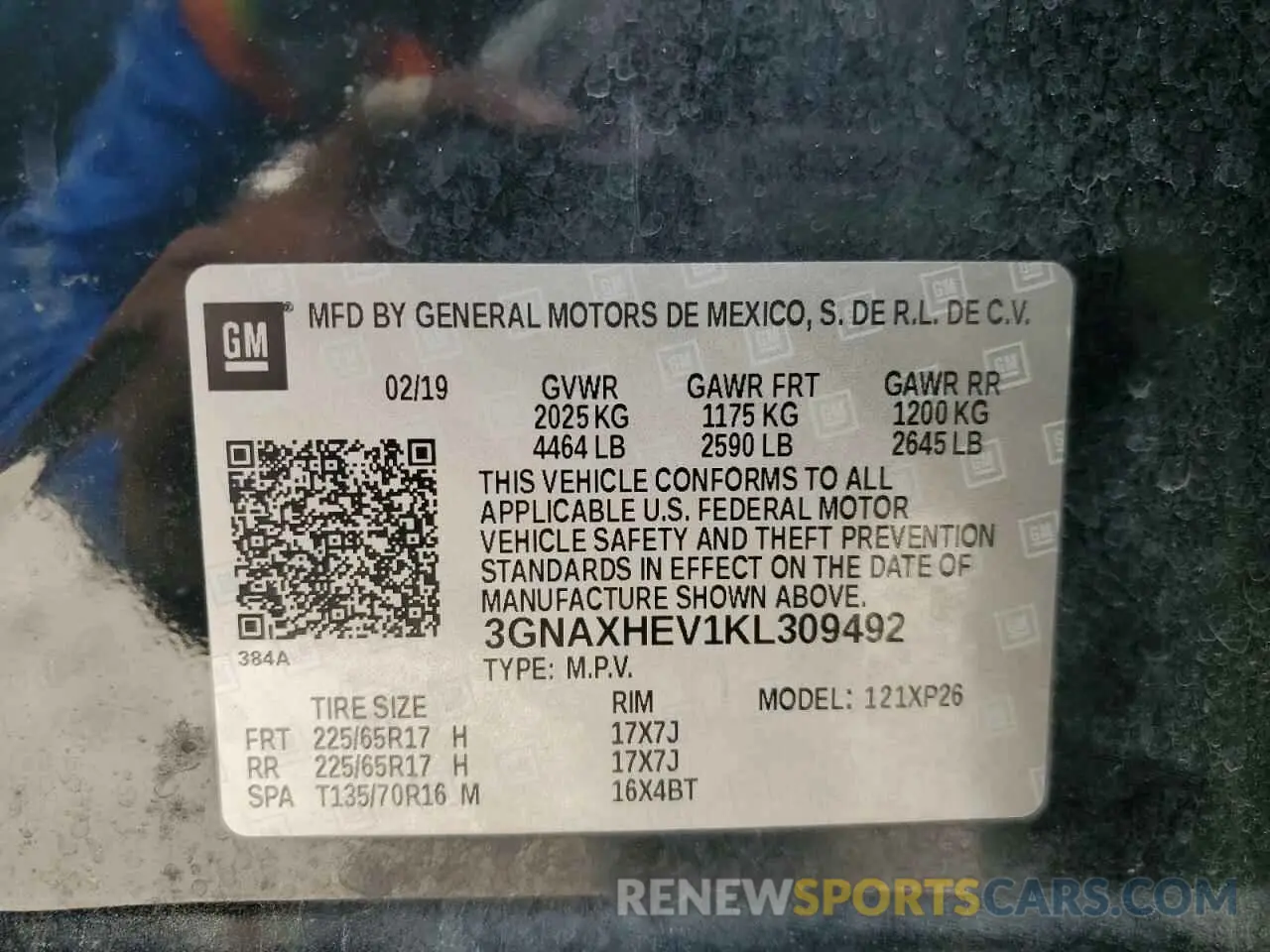 14 Photograph of a damaged car 3GNAXHEV1KL309492 CHEVROLET EQUINOX 2019