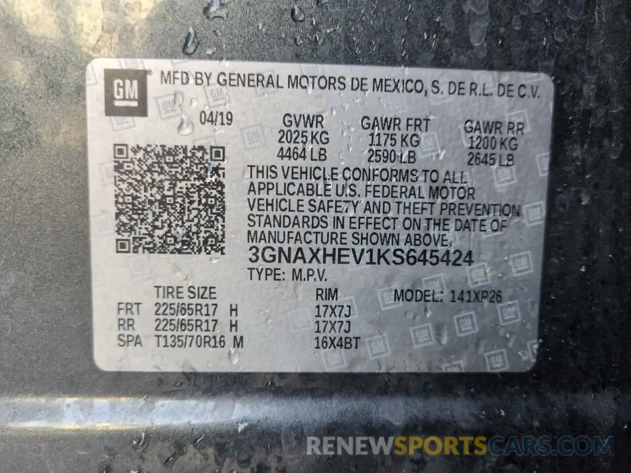 13 Photograph of a damaged car 3GNAXHEV1KS645424 CHEVROLET EQUINOX 2019