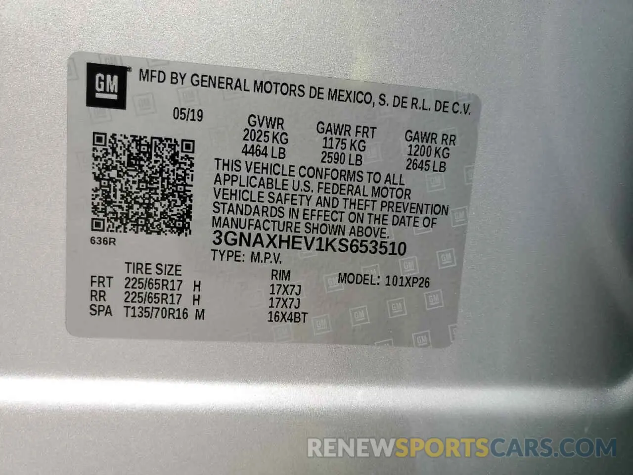 13 Photograph of a damaged car 3GNAXHEV1KS653510 CHEVROLET EQUINOX 2019