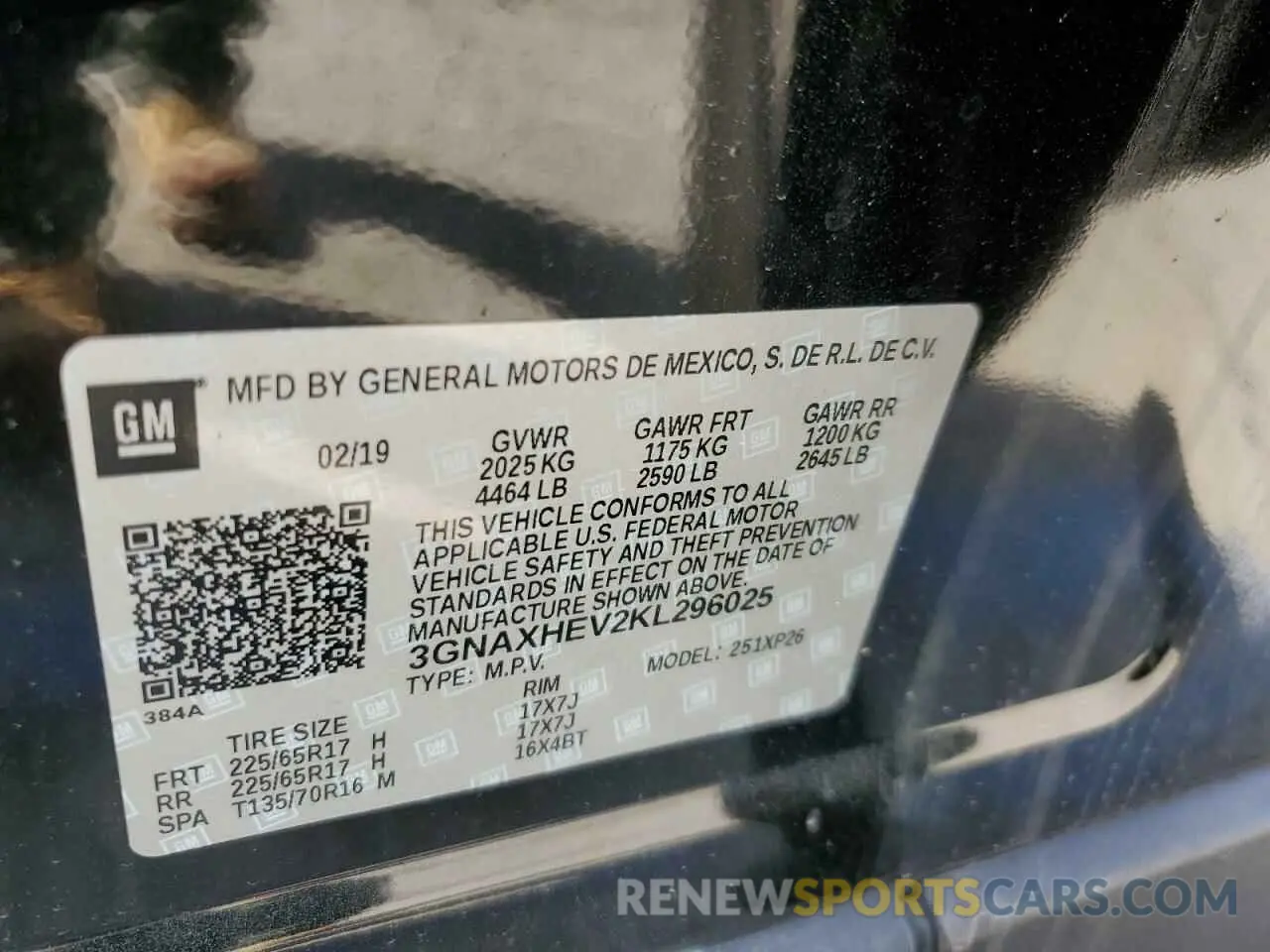 14 Photograph of a damaged car 3GNAXHEV2KL296025 CHEVROLET EQUINOX 2019
