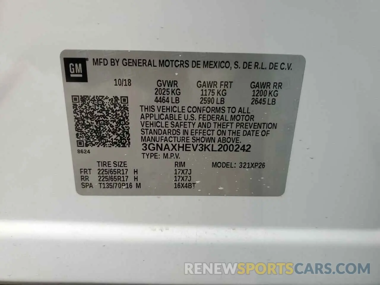 12 Photograph of a damaged car 3GNAXHEV3KL200242 CHEVROLET EQUINOX 2019