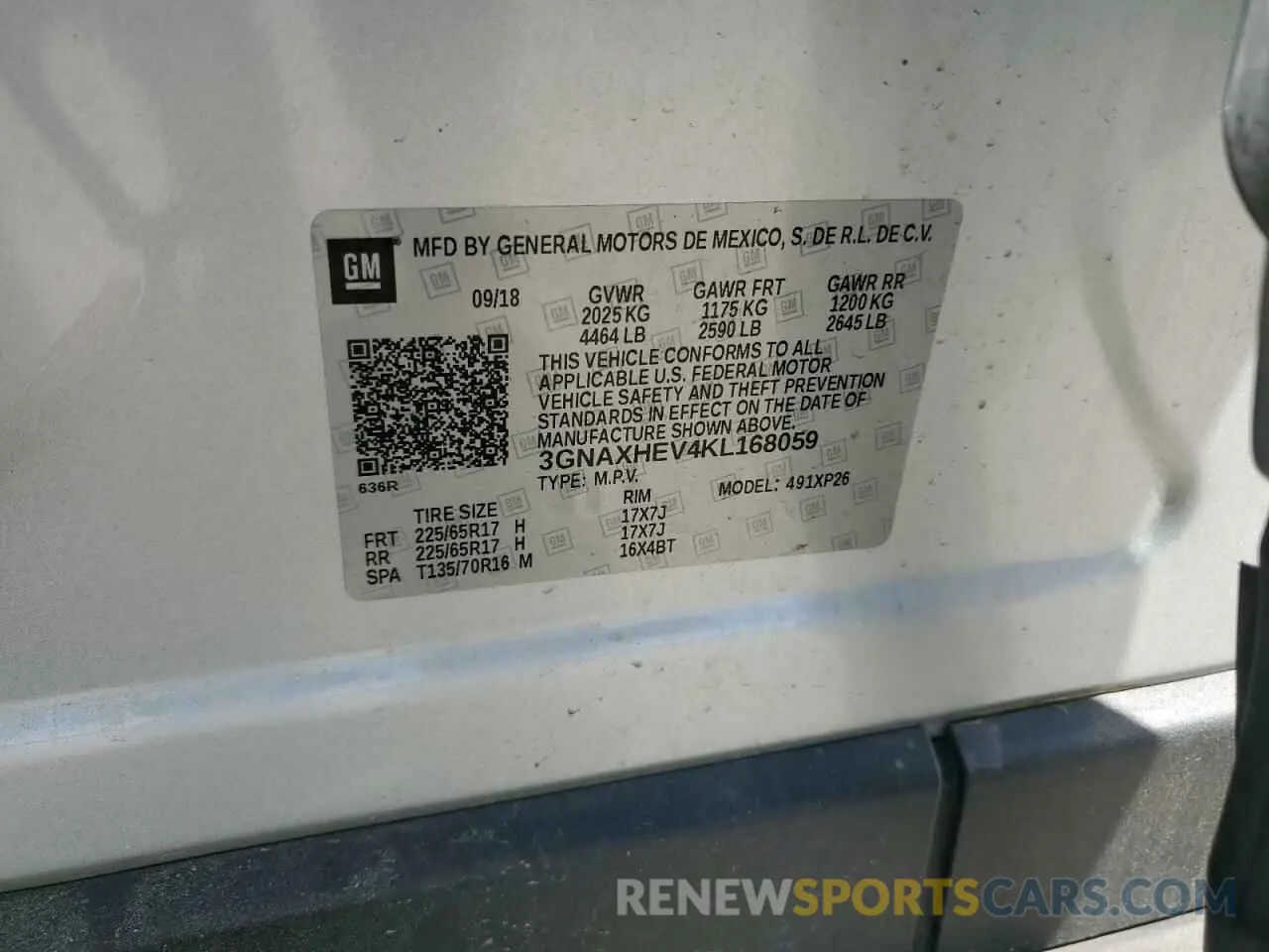 13 Photograph of a damaged car 3GNAXHEV4KL168059 CHEVROLET EQUINOX 2019