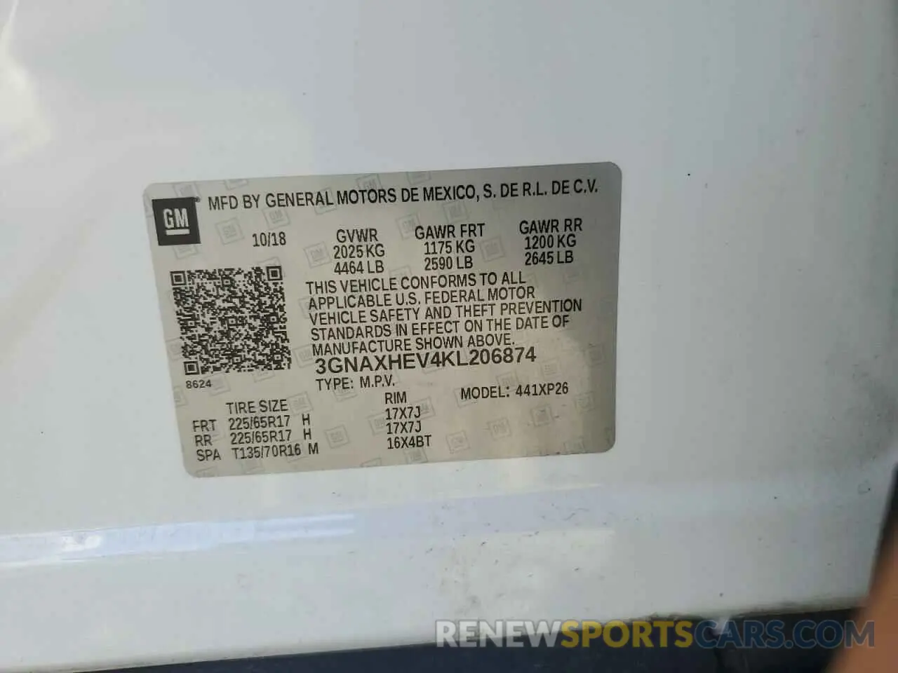 13 Photograph of a damaged car 3GNAXHEV4KL206874 CHEVROLET EQUINOX 2019