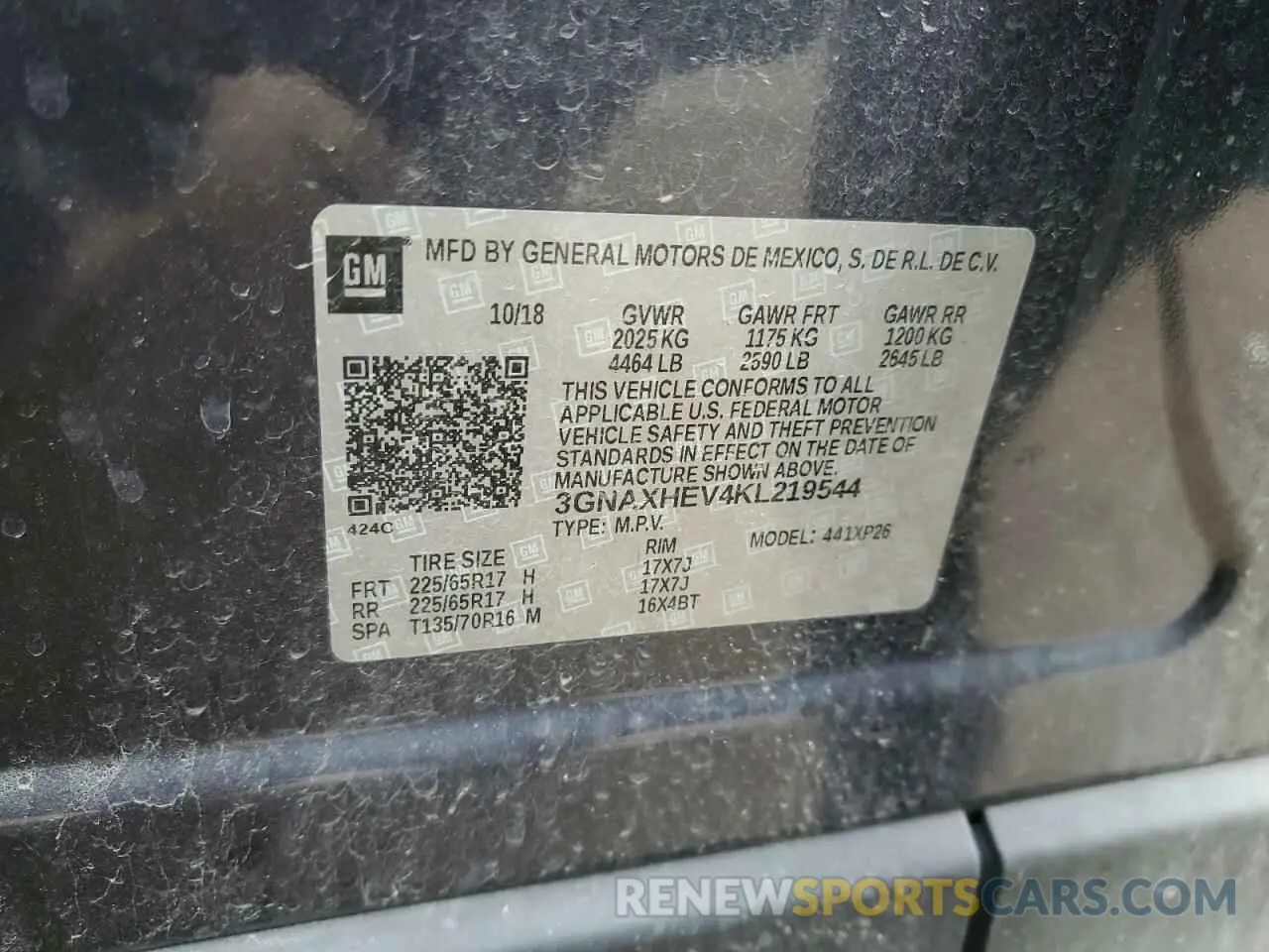 13 Photograph of a damaged car 3GNAXHEV4KL219544 CHEVROLET EQUINOX 2019