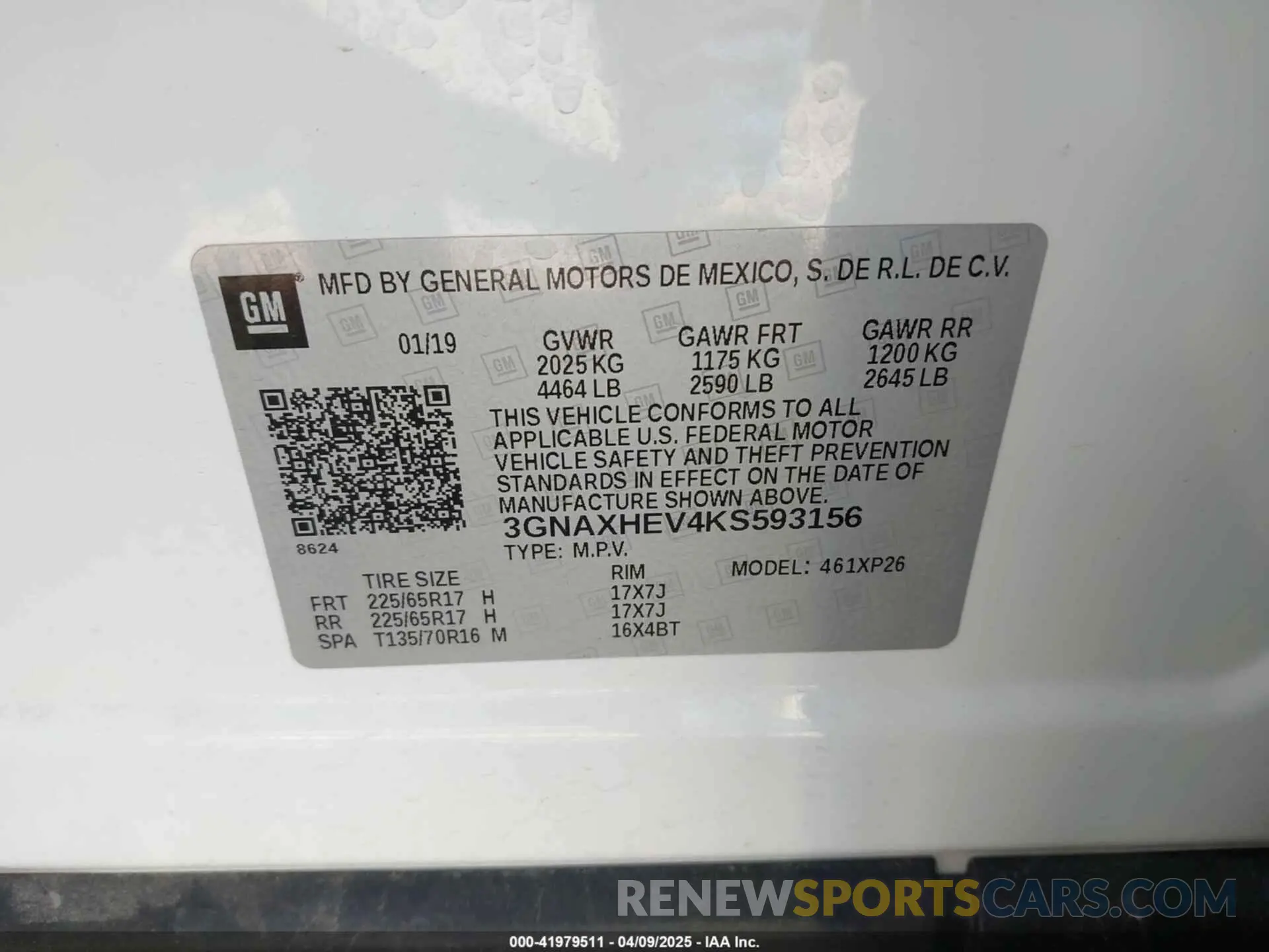 9 Photograph of a damaged car 3GNAXHEV4KS593156 CHEVROLET EQUINOX 2019