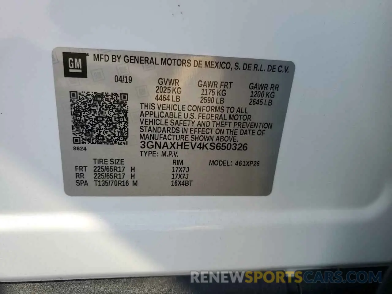 15 Photograph of a damaged car 3GNAXHEV4KS650326 CHEVROLET EQUINOX 2019