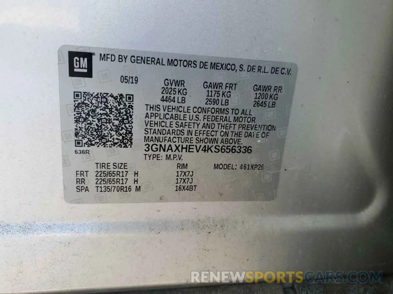 14 Photograph of a damaged car 3GNAXHEV4KS656336 CHEVROLET EQUINOX 2019