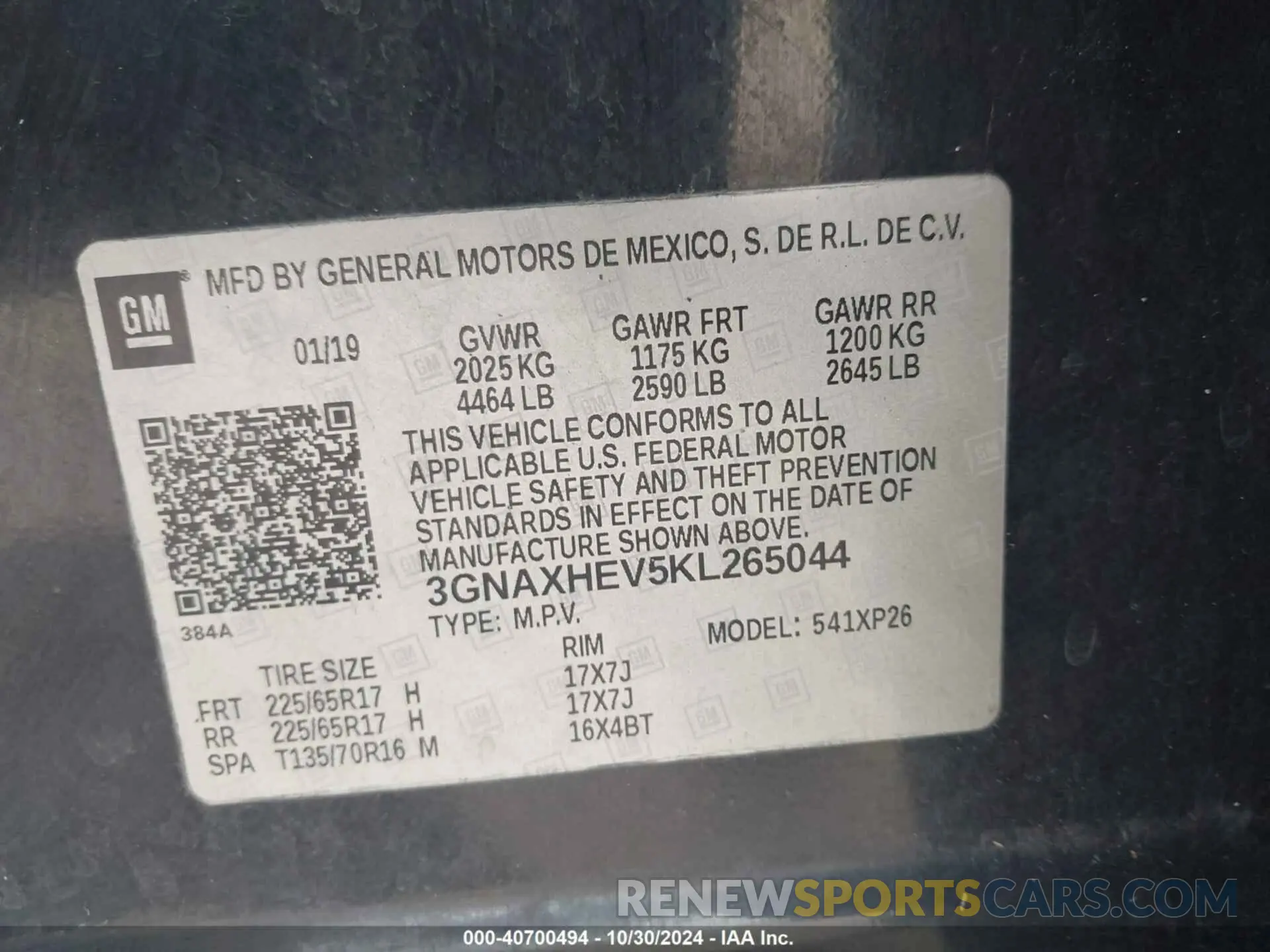 9 Photograph of a damaged car 3GNAXHEV5KL265044 CHEVROLET EQUINOX 2019
