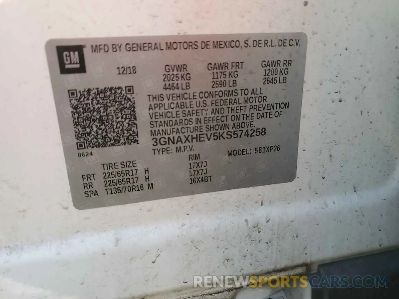 12 Photograph of a damaged car 3GNAXHEV5KS574258 CHEVROLET EQUINOX 2019