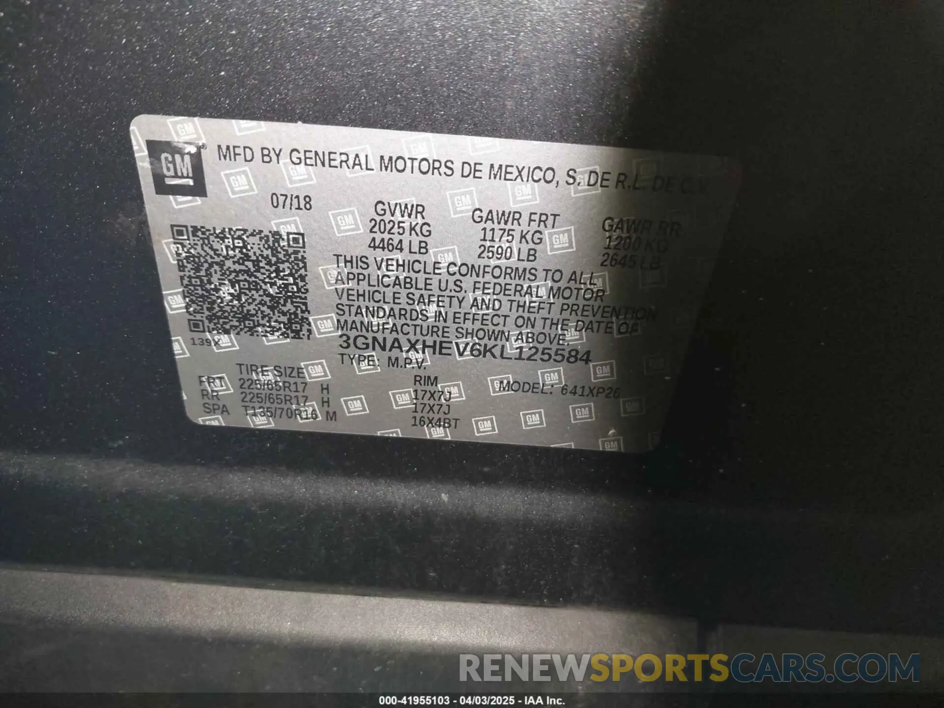 9 Photograph of a damaged car 3GNAXHEV6KL125584 CHEVROLET EQUINOX 2019