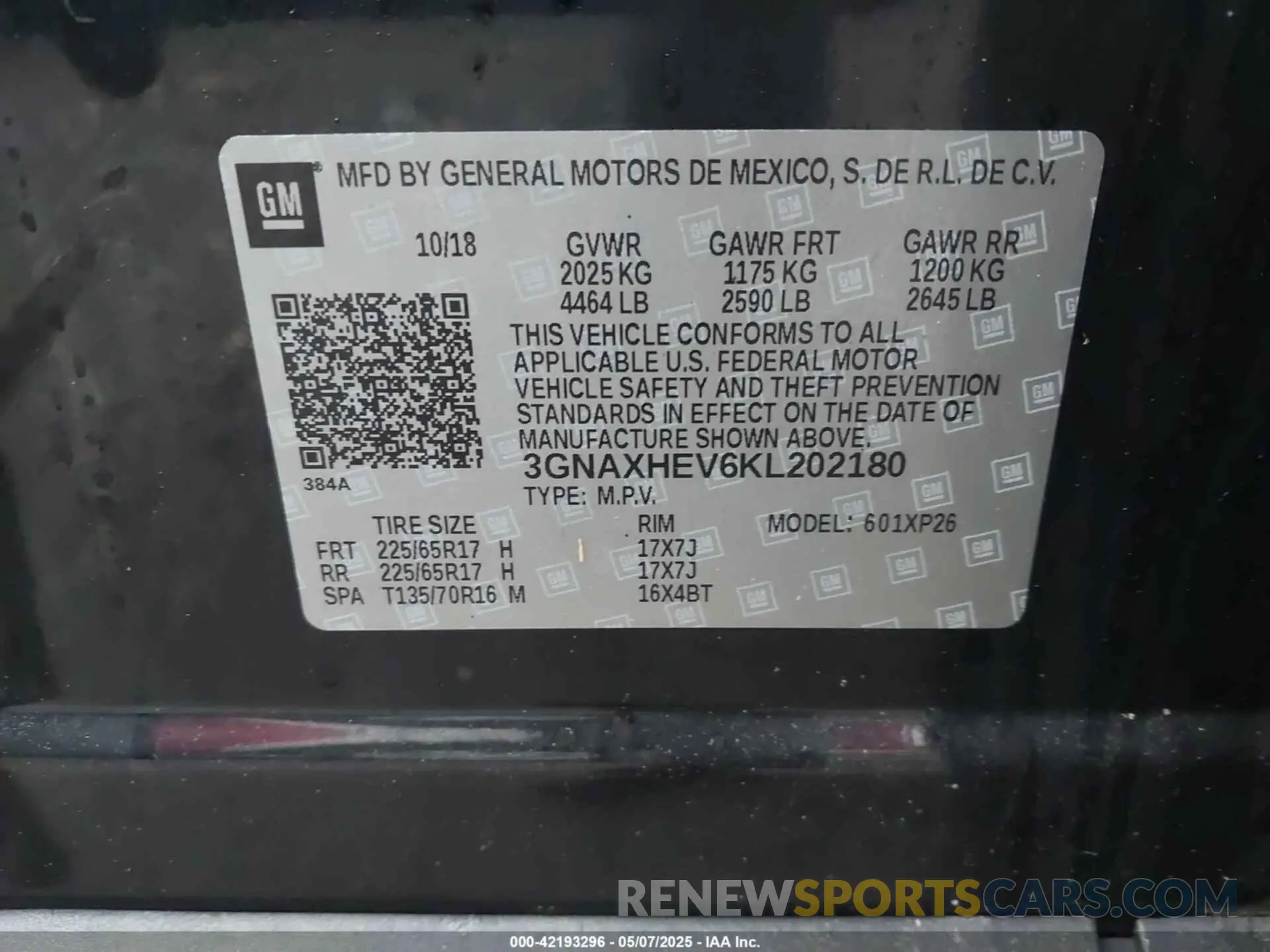 9 Photograph of a damaged car 3GNAXHEV6KL202180 CHEVROLET EQUINOX 2019