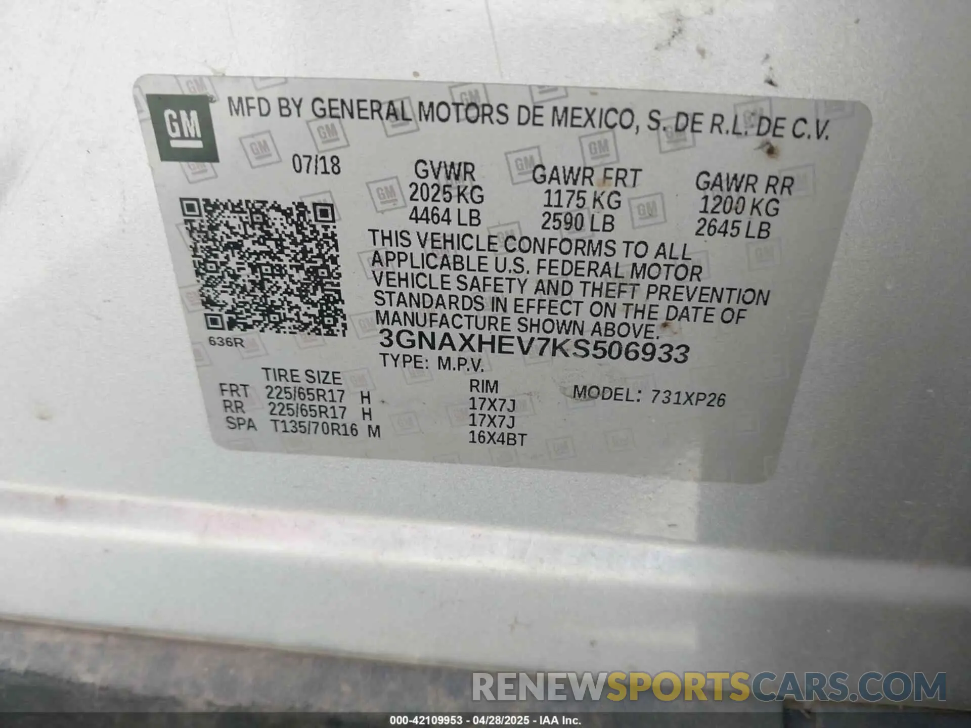 9 Photograph of a damaged car 3GNAXHEV7KS506933 CHEVROLET EQUINOX 2019