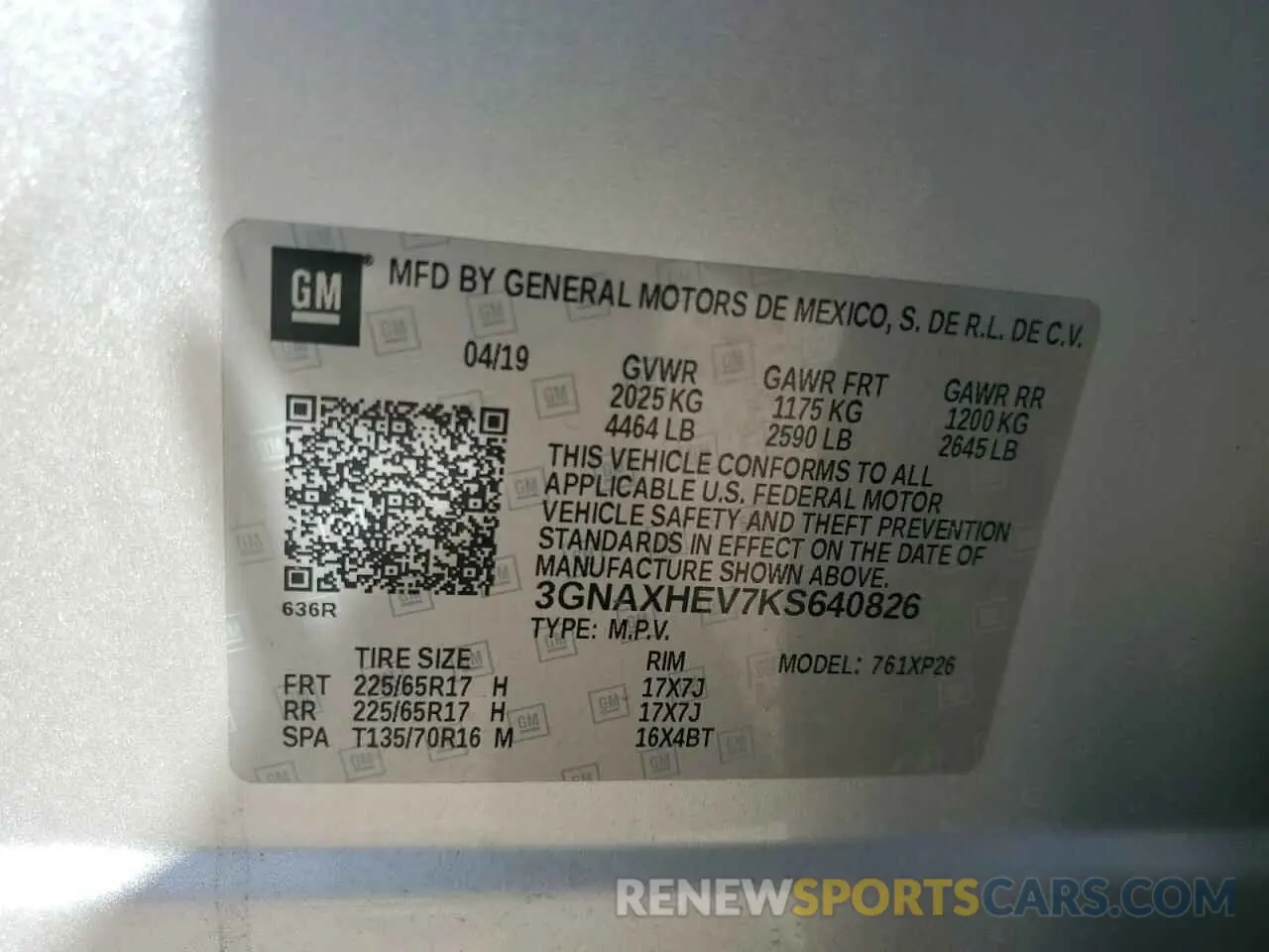 14 Photograph of a damaged car 3GNAXHEV7KS640826 CHEVROLET EQUINOX 2019