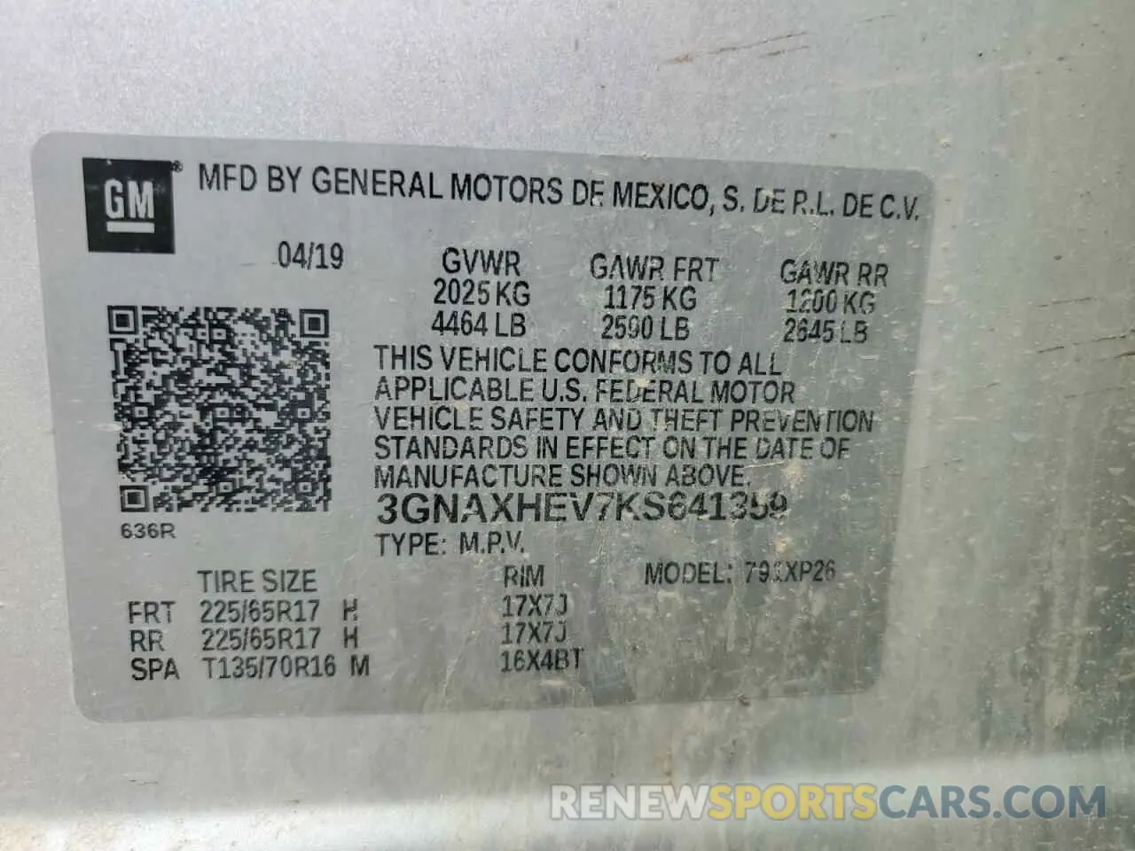 13 Photograph of a damaged car 3GNAXHEV7KS641359 CHEVROLET EQUINOX 2019