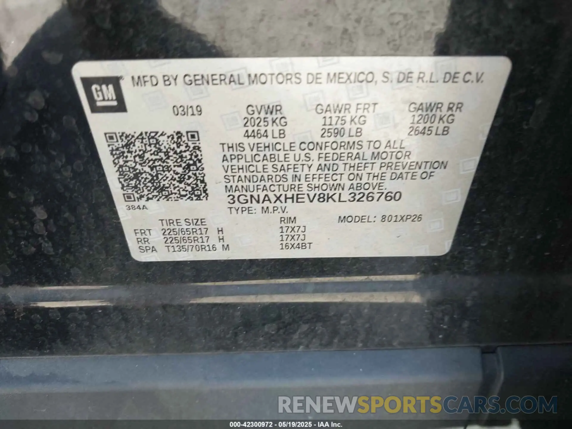 9 Photograph of a damaged car 3GNAXHEV8KL326760 CHEVROLET EQUINOX 2019