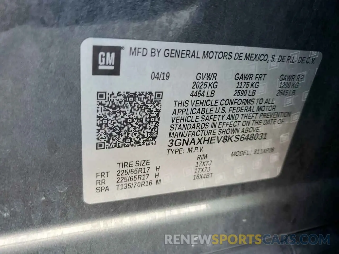 15 Photograph of a damaged car 3GNAXHEV8KS648031 CHEVROLET EQUINOX 2019