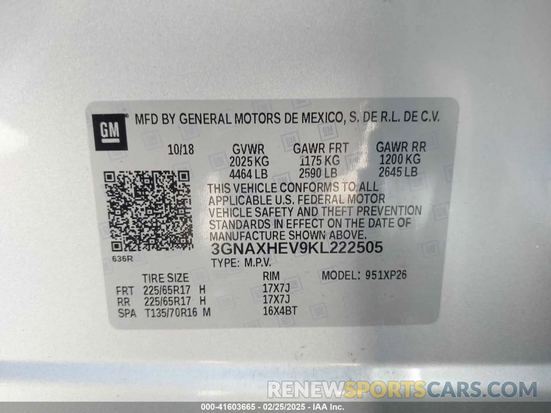 9 Photograph of a damaged car 3GNAXHEV9KL222505 CHEVROLET EQUINOX 2019