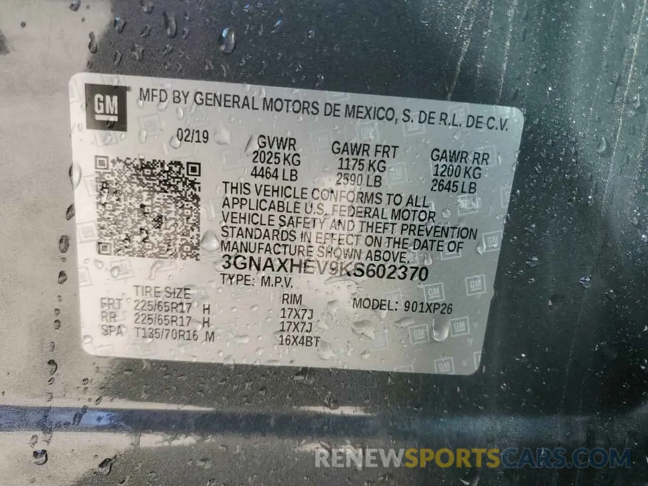 13 Photograph of a damaged car 3GNAXHEV9KS602370 CHEVROLET EQUINOX 2019