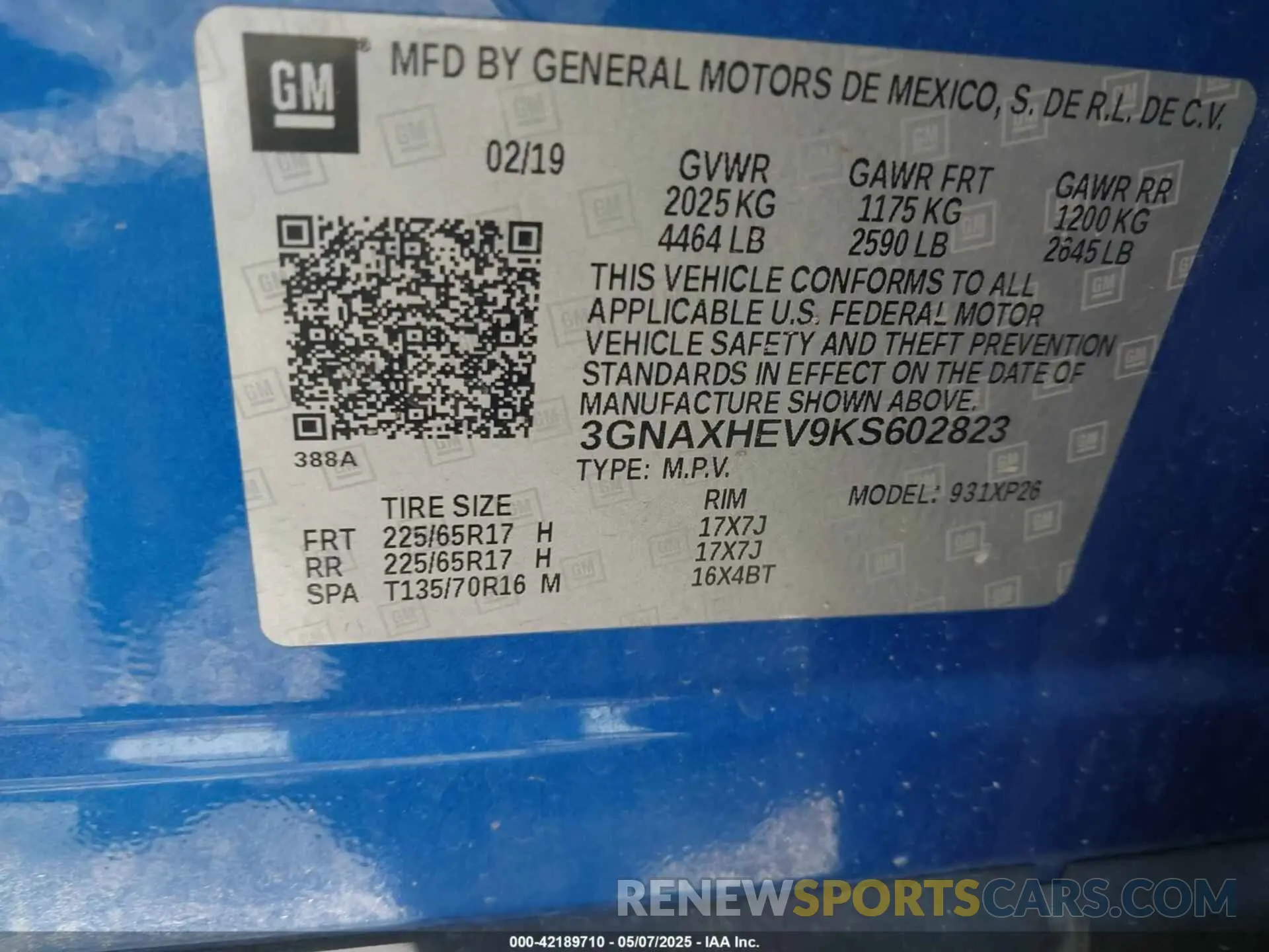 9 Photograph of a damaged car 3GNAXHEV9KS602823 CHEVROLET EQUINOX 2019