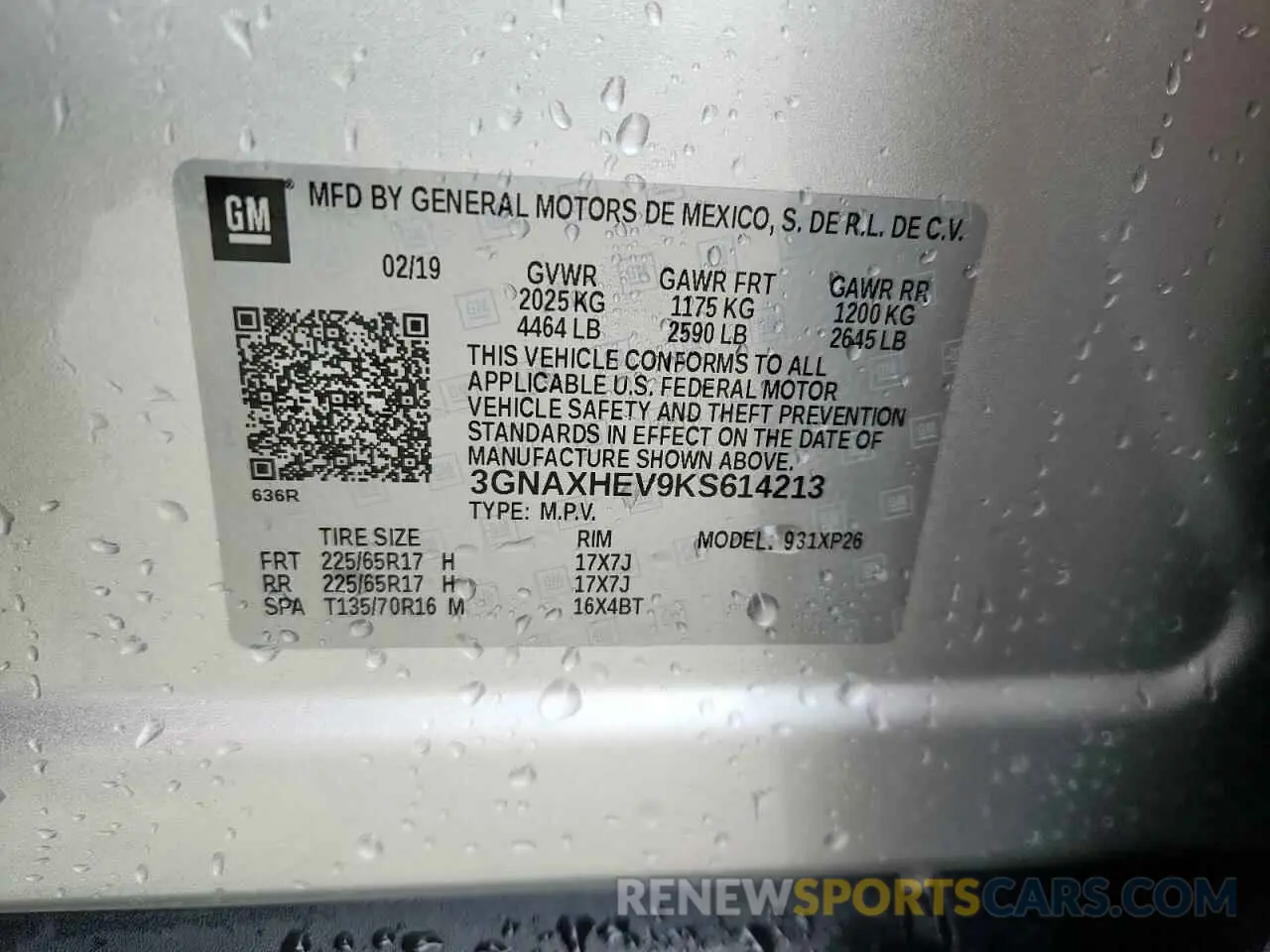 13 Photograph of a damaged car 3GNAXHEV9KS614213 CHEVROLET EQUINOX 2019