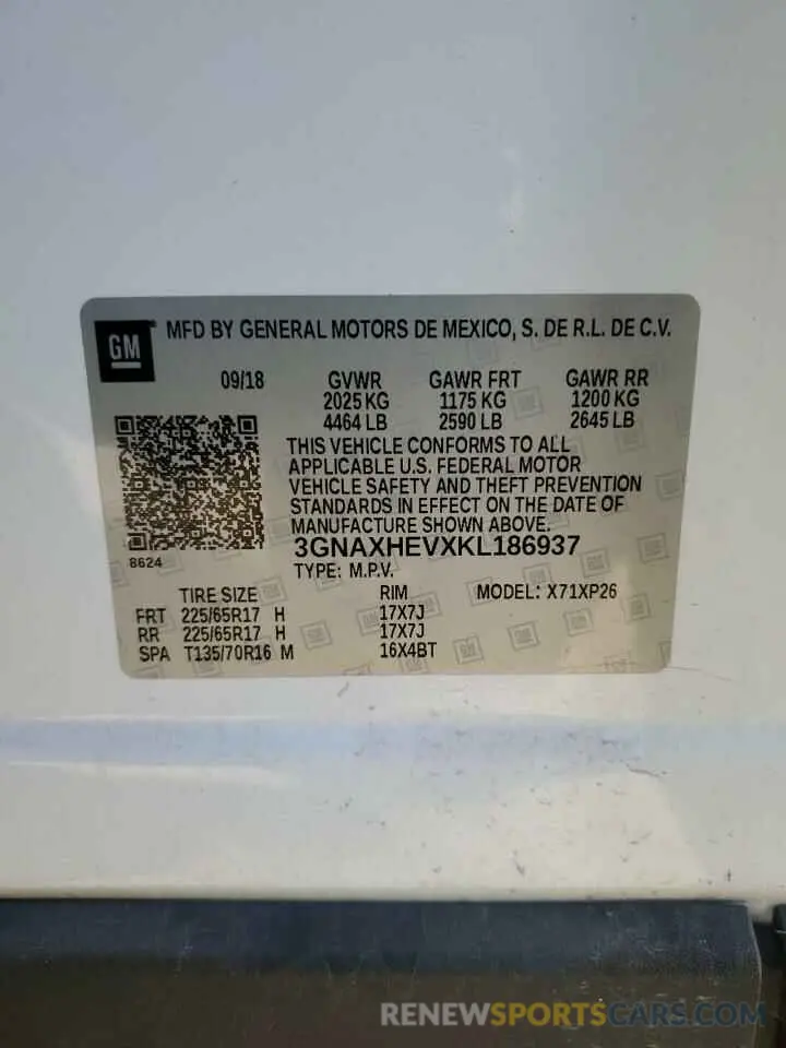16 Photograph of a damaged car 3GNAXHEVXKL186937 CHEVROLET EQUINOX 2019