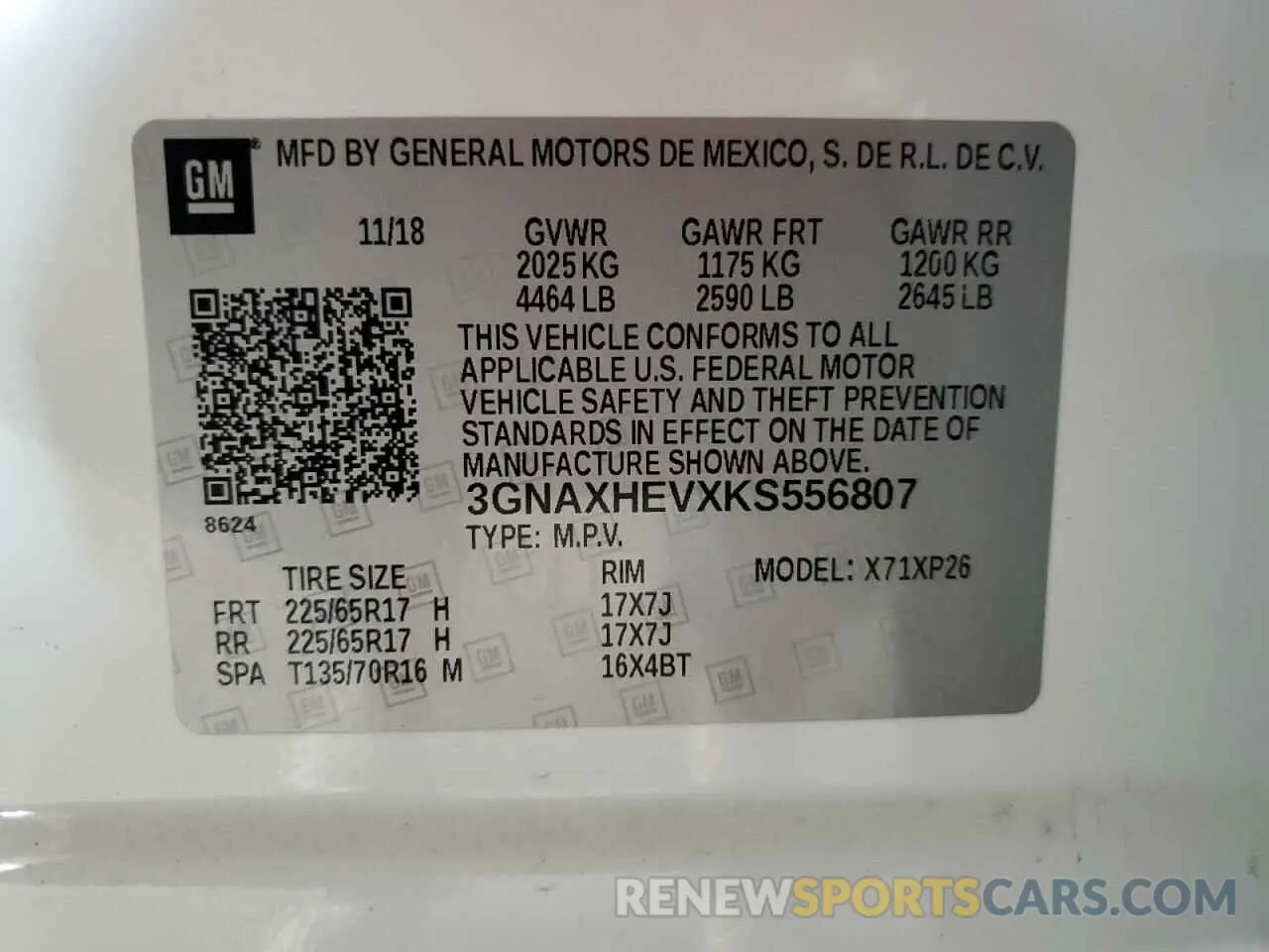 12 Photograph of a damaged car 3GNAXHEVXKS556807 CHEVROLET EQUINOX 2019