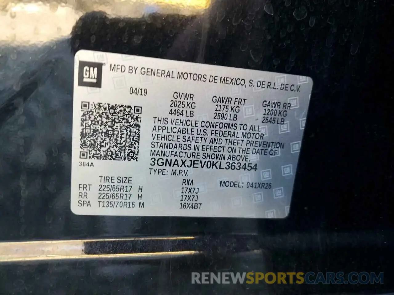 14 Photograph of a damaged car 3GNAXJEV0KL363454 CHEVROLET EQUINOX 2019