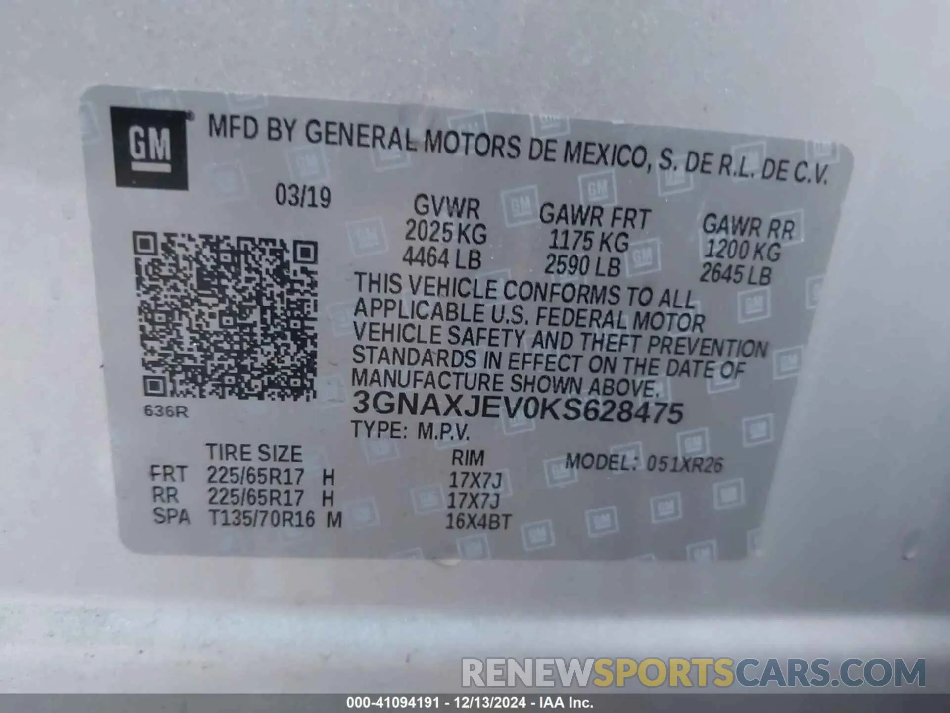 9 Photograph of a damaged car 3GNAXJEV0KS628475 CHEVROLET EQUINOX 2019