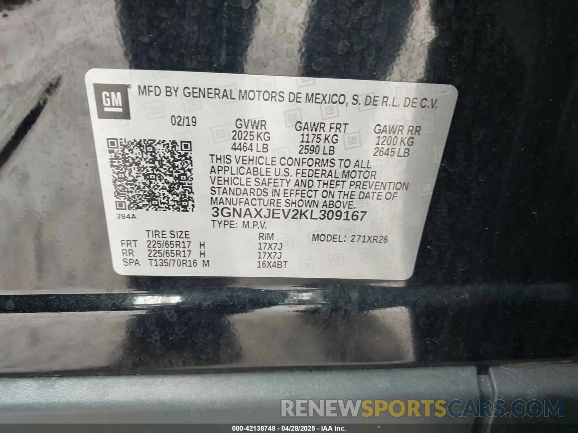 9 Photograph of a damaged car 3GNAXJEV2KL309167 CHEVROLET EQUINOX 2019
