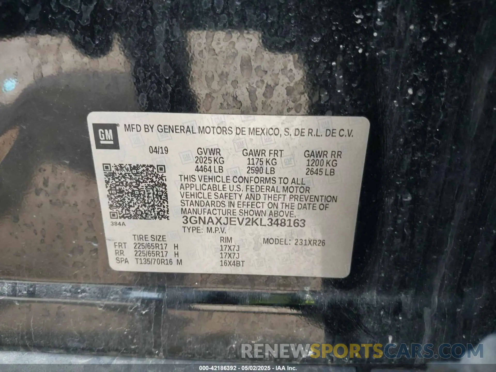 9 Photograph of a damaged car 3GNAXJEV2KL348163 CHEVROLET EQUINOX 2019