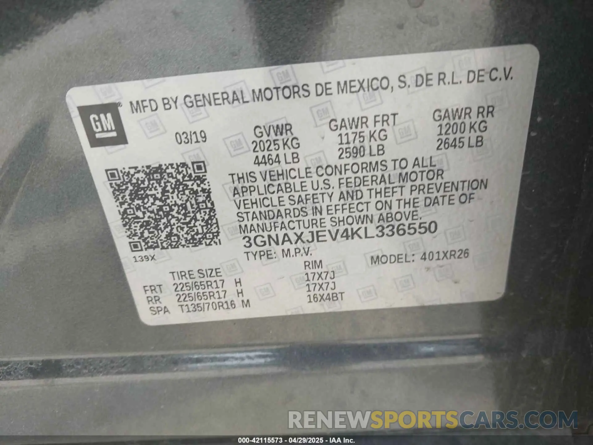 9 Photograph of a damaged car 3GNAXJEV4KL336550 CHEVROLET EQUINOX 2019