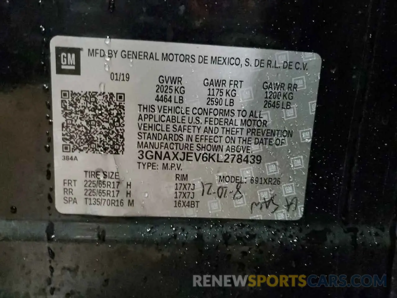 13 Photograph of a damaged car 3GNAXJEV6KL278439 CHEVROLET EQUINOX 2019